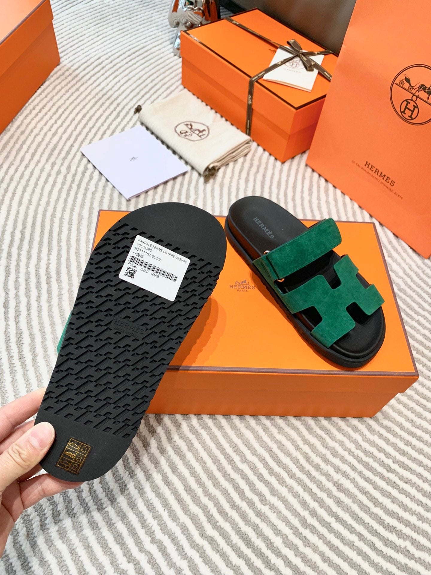 HM Chypre Sandal Dark Green Mix Black Suede 963237