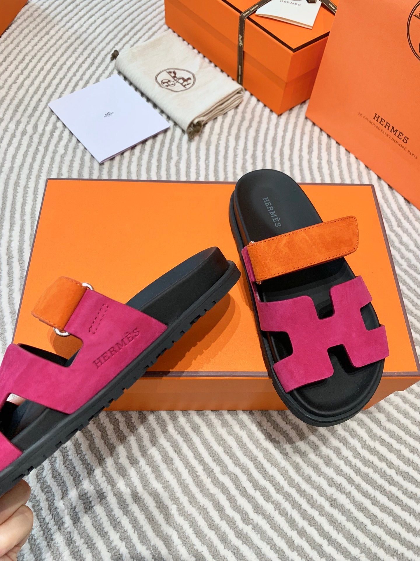 HM Chypre Sandal Deep Pink Mix Orange Suede 963243