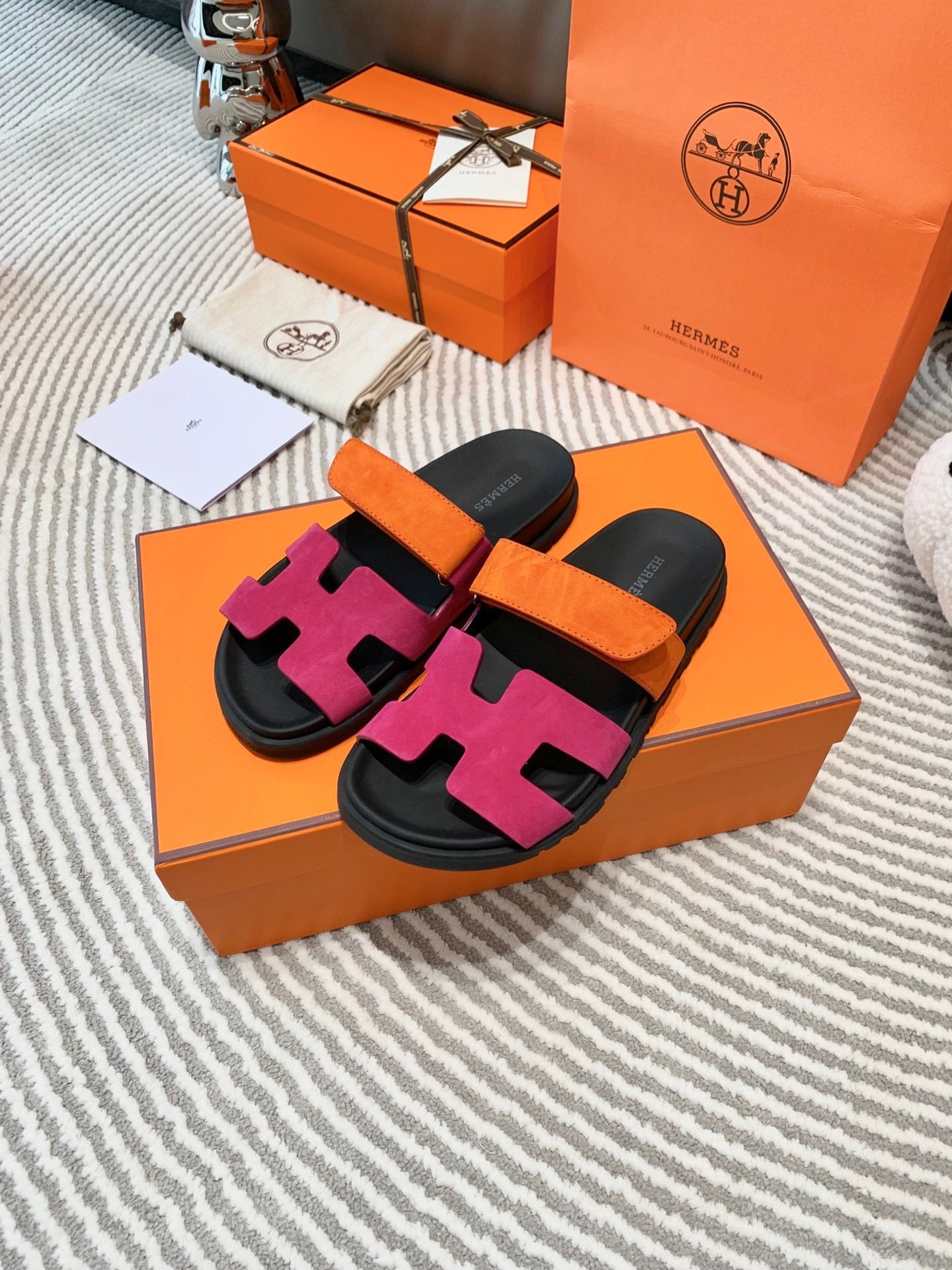 HM Chypre Sandal Deep Pink Mix Orange Suede 963243