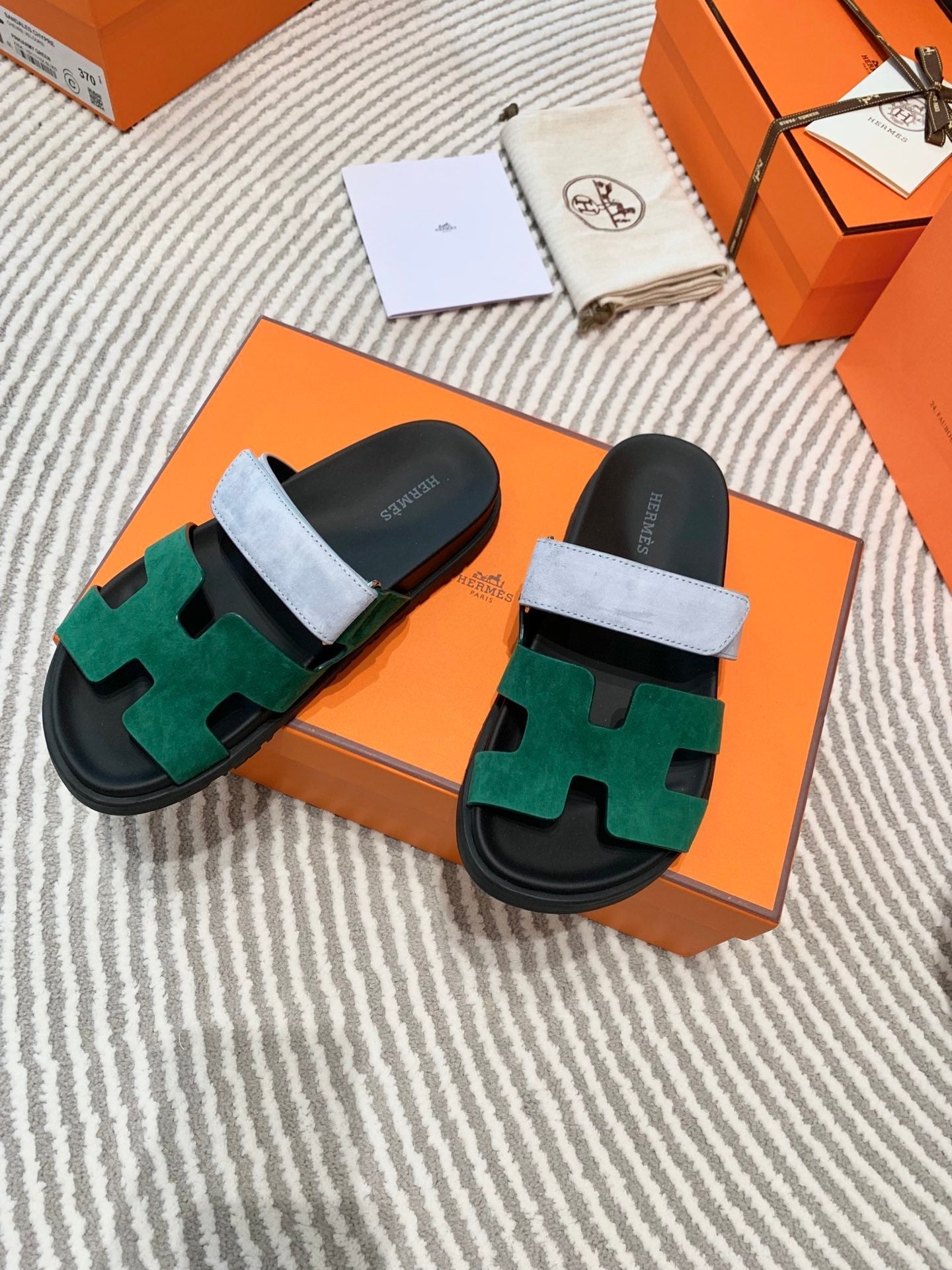 HM Chypre Sandal Deep Green Mix Light Blue Grey Suede 963245