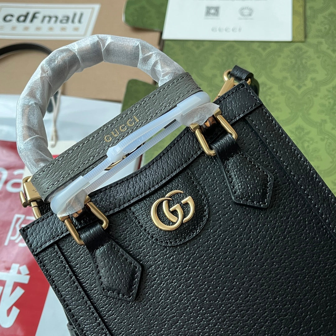 Gucci Diana Bamboo Mini Tote Bag Black Lambskin 240108