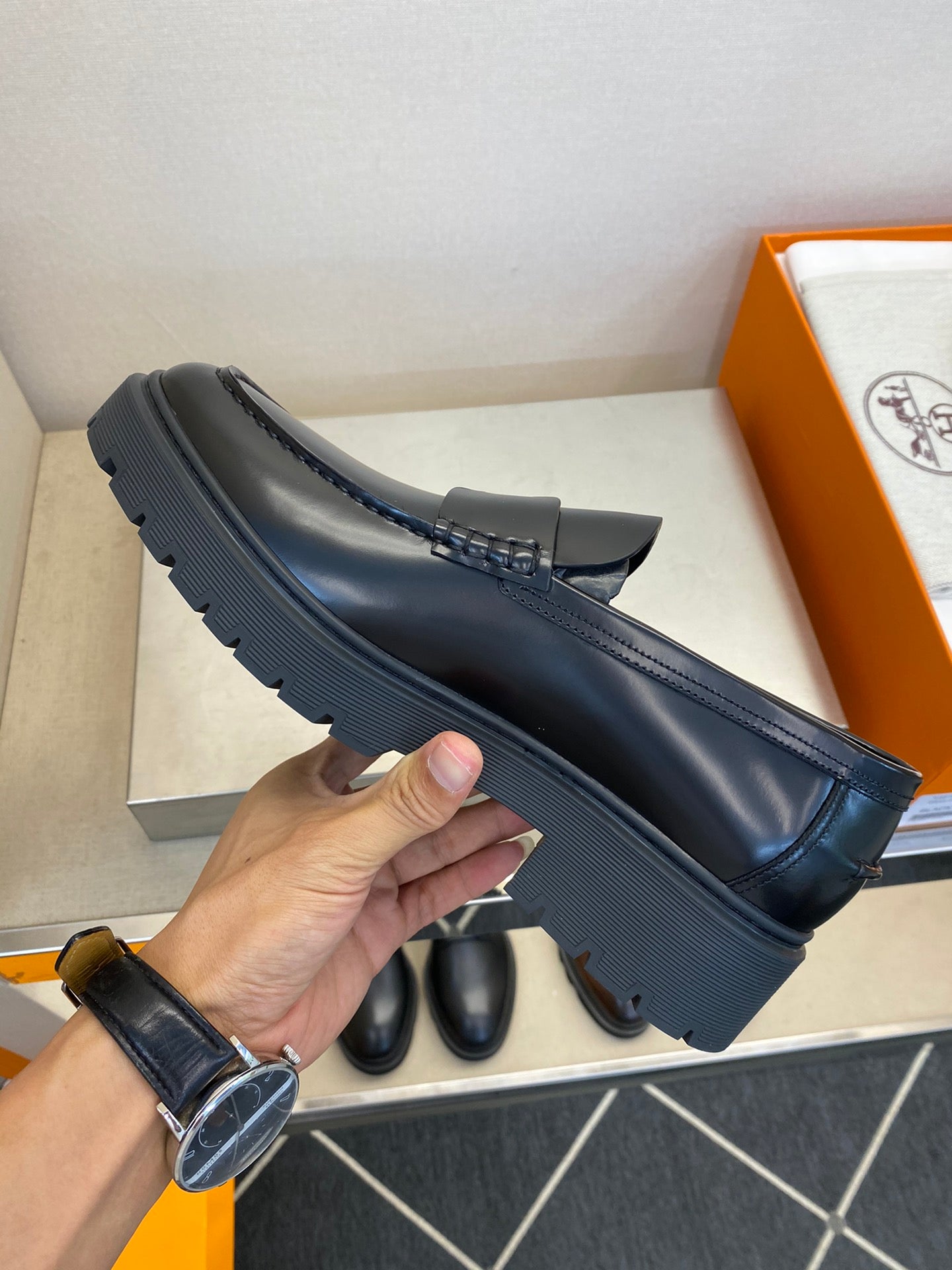 HM Men's Gentle Loafer Black Calfskin 540804