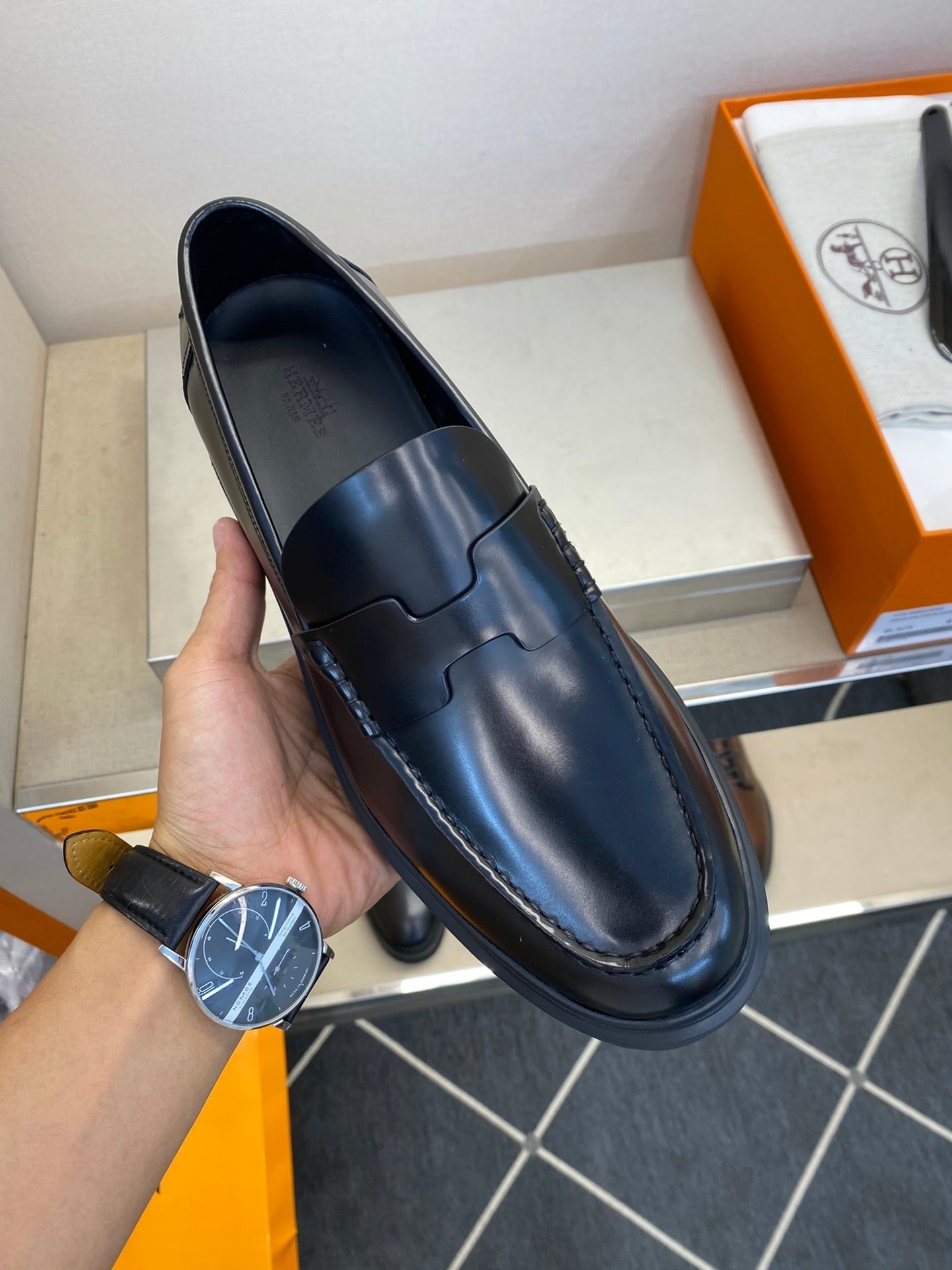 HM Men's Gentle Loafer Black Calfskin 540804