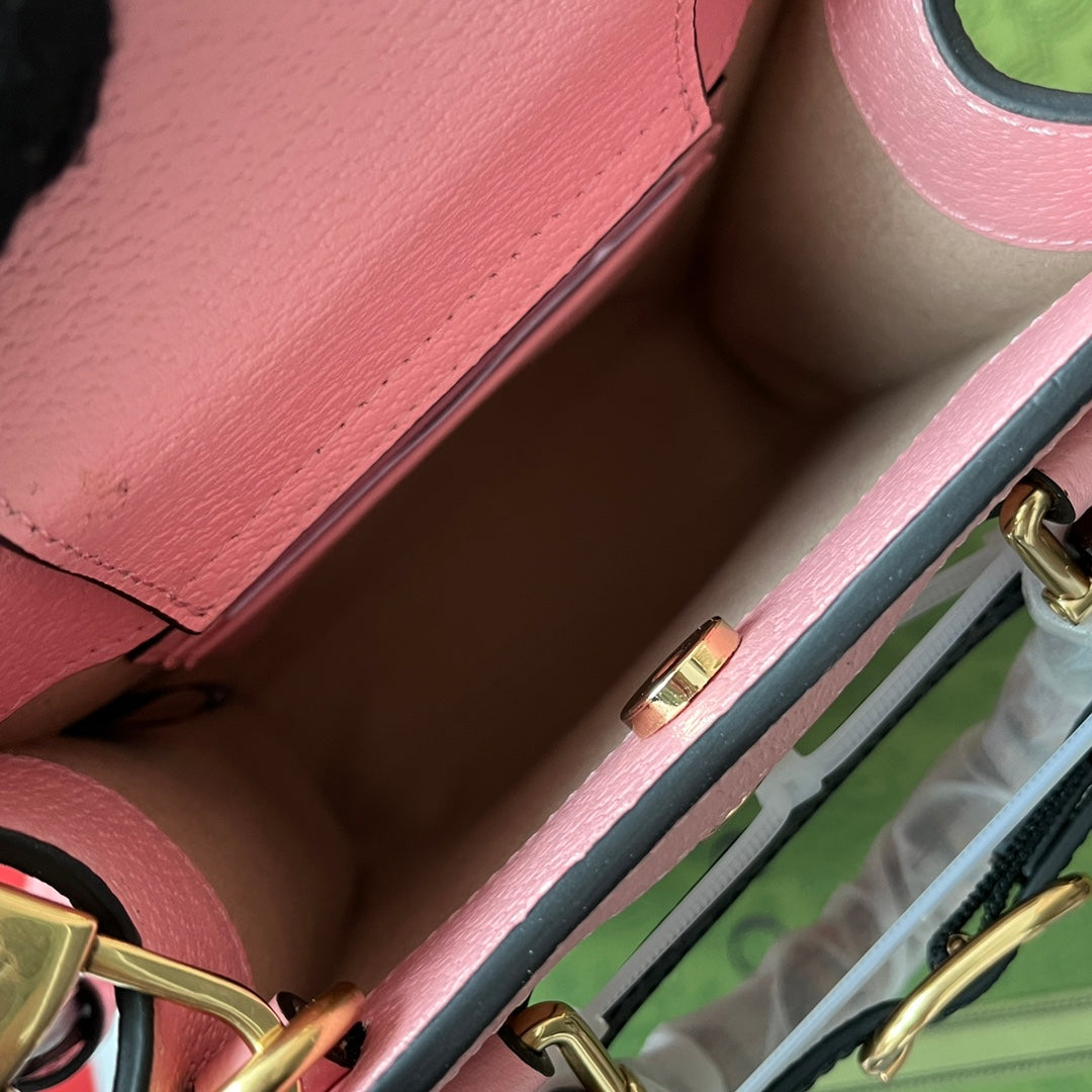 Gucci Diana Bamboo Mini Tote Bag Pink Lambskin 240109