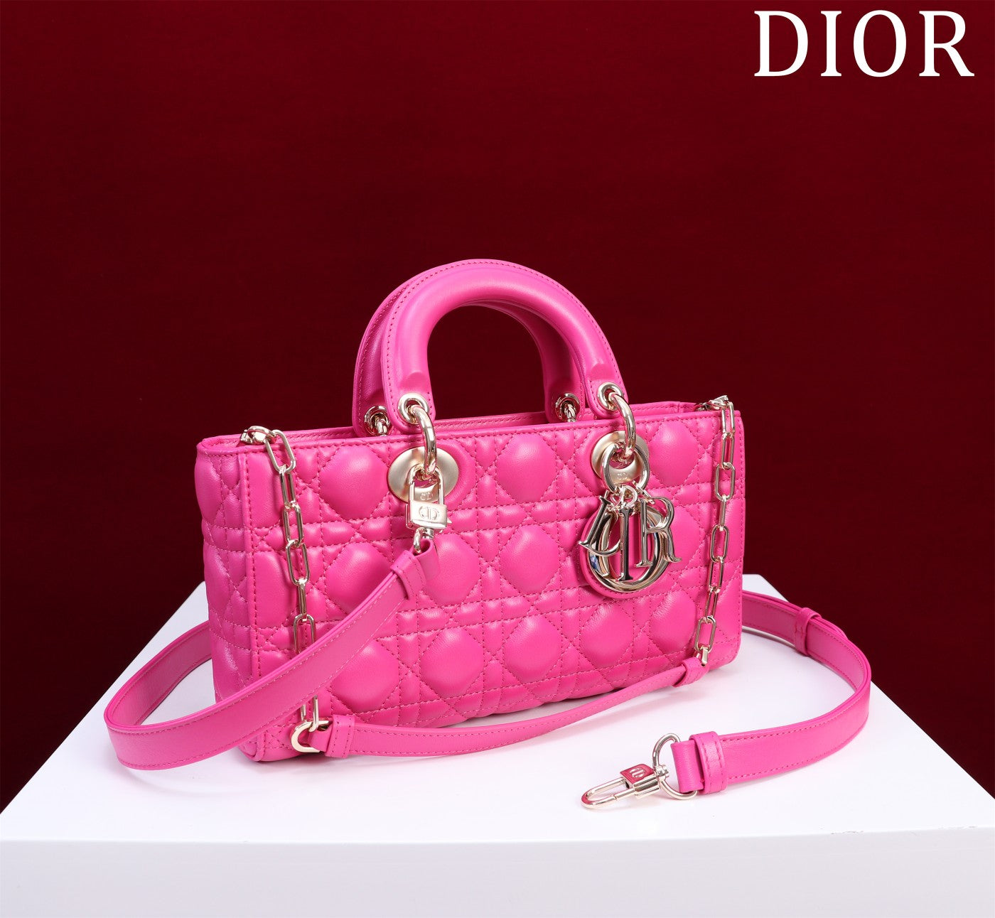 medium lady d-joy 26 pink lambskin