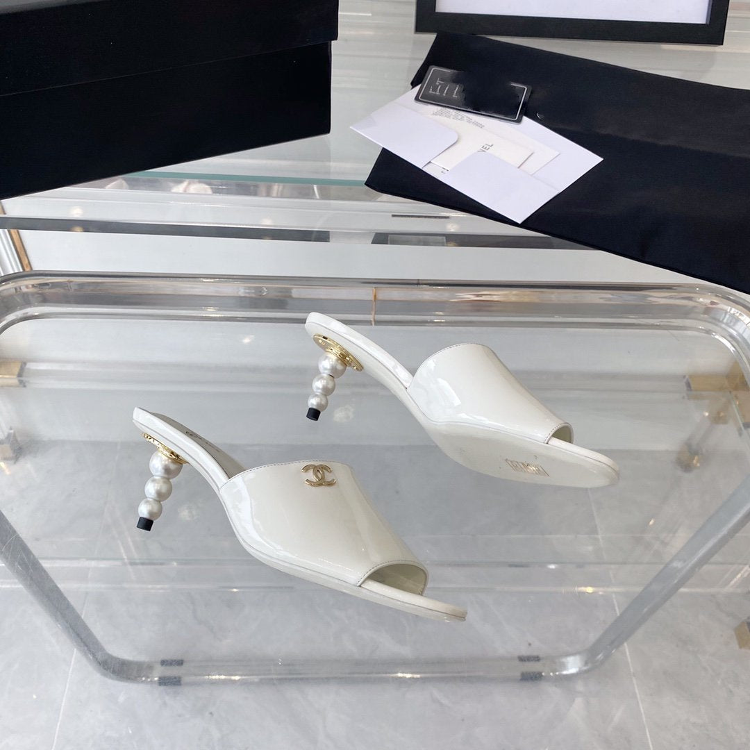 high heel 70 mule sandals white patent calfskin