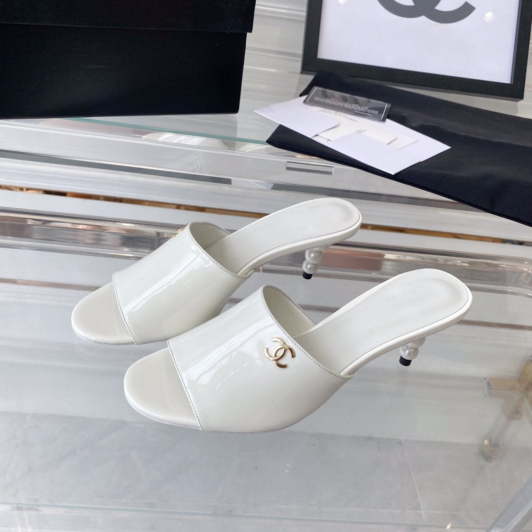 high heel 70 mule sandals white patent calfskin
