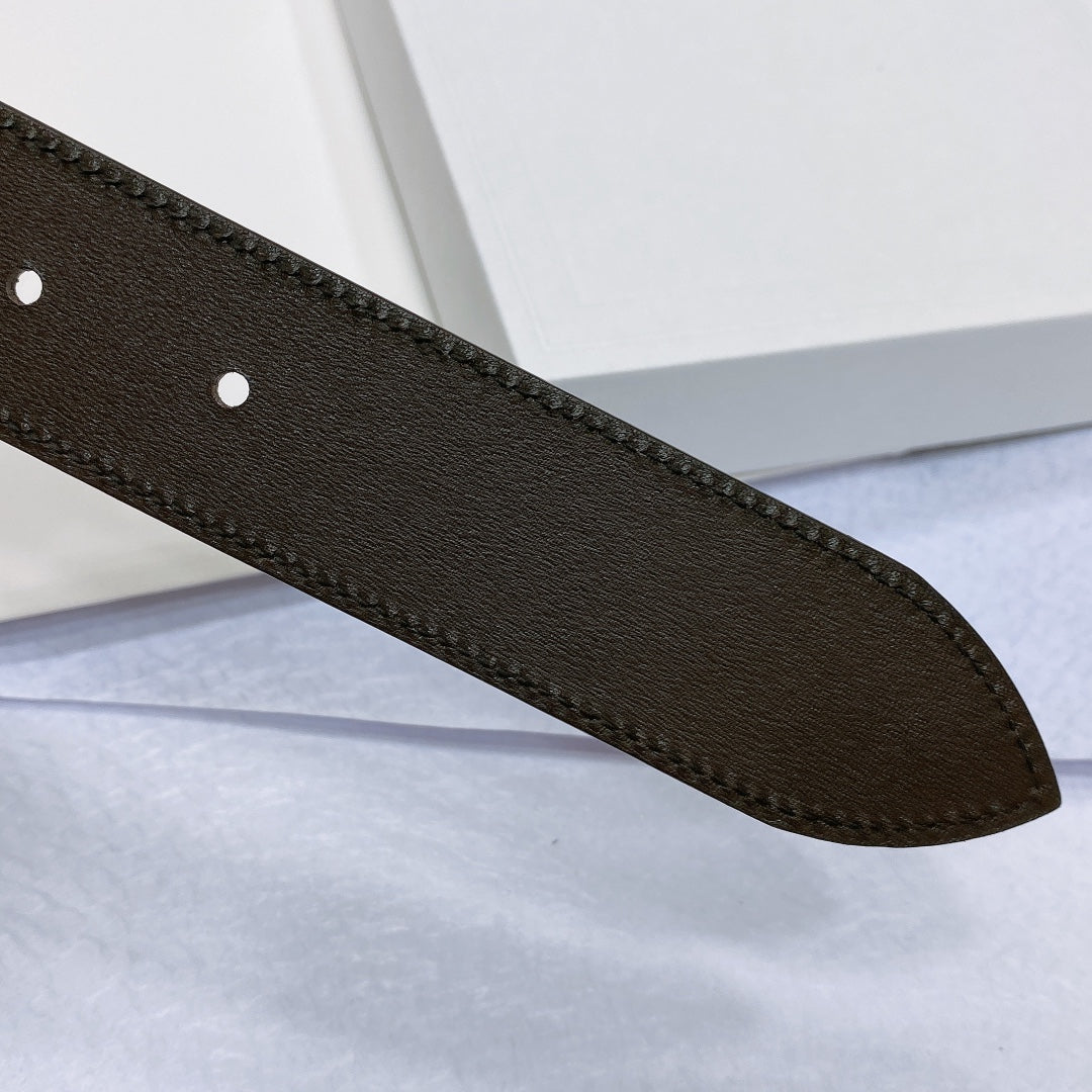 CL LARGE 35MM TWIN TRIOMPHE BELT IN CHOCOLATE BROWN SUEDE GOLD HARDWARE