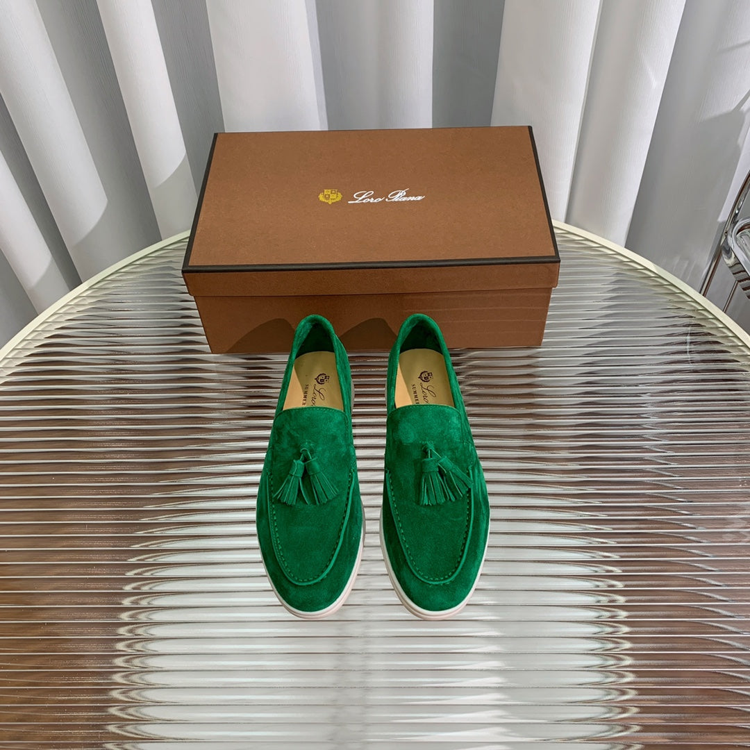 lp dot sole walk loafer green suede