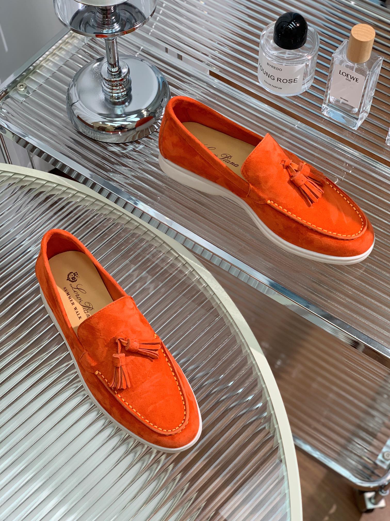 lp dot sole walk loafer orange suede