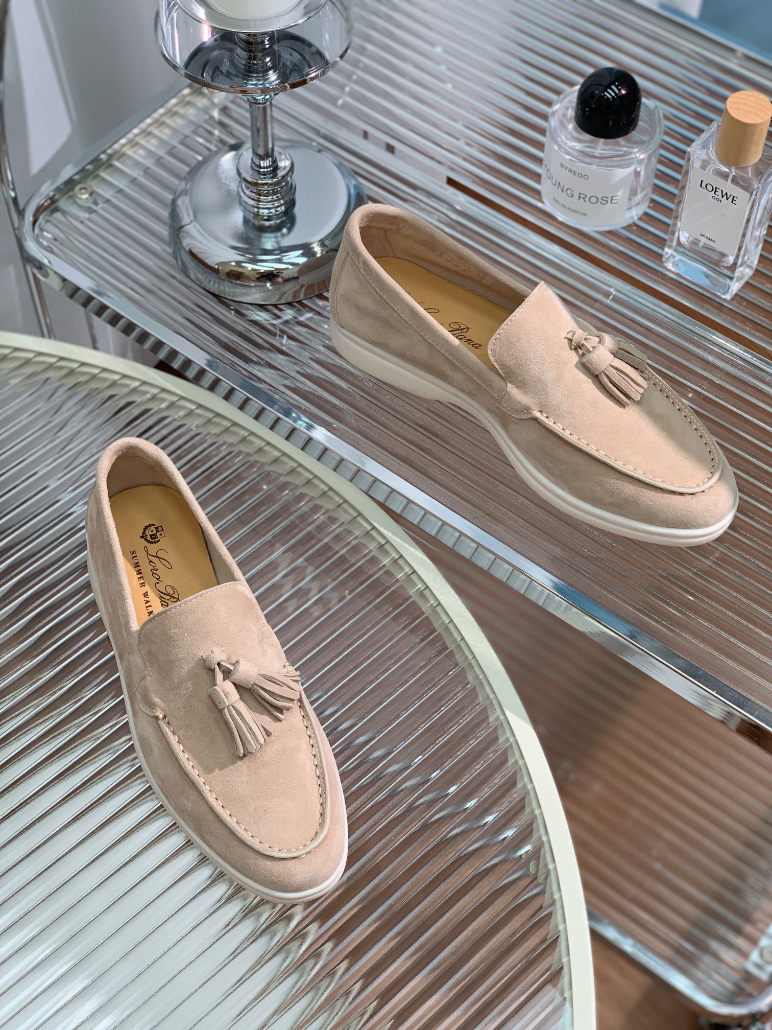 lp dot sole walk loafer cashew butter suede