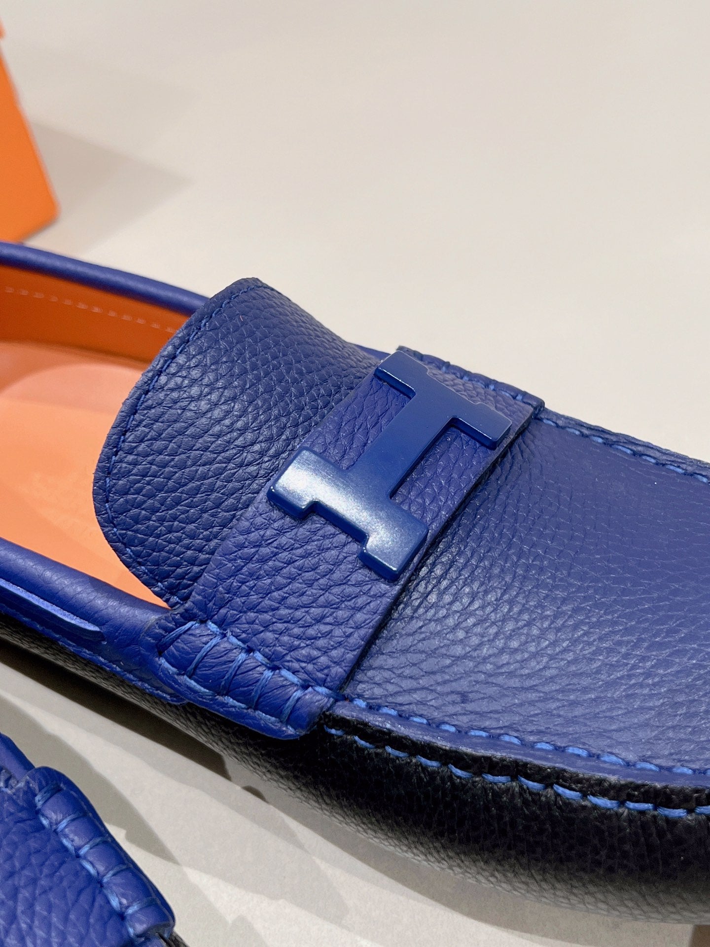 HM Men's Loafer Navy Blue Cowhide 557564