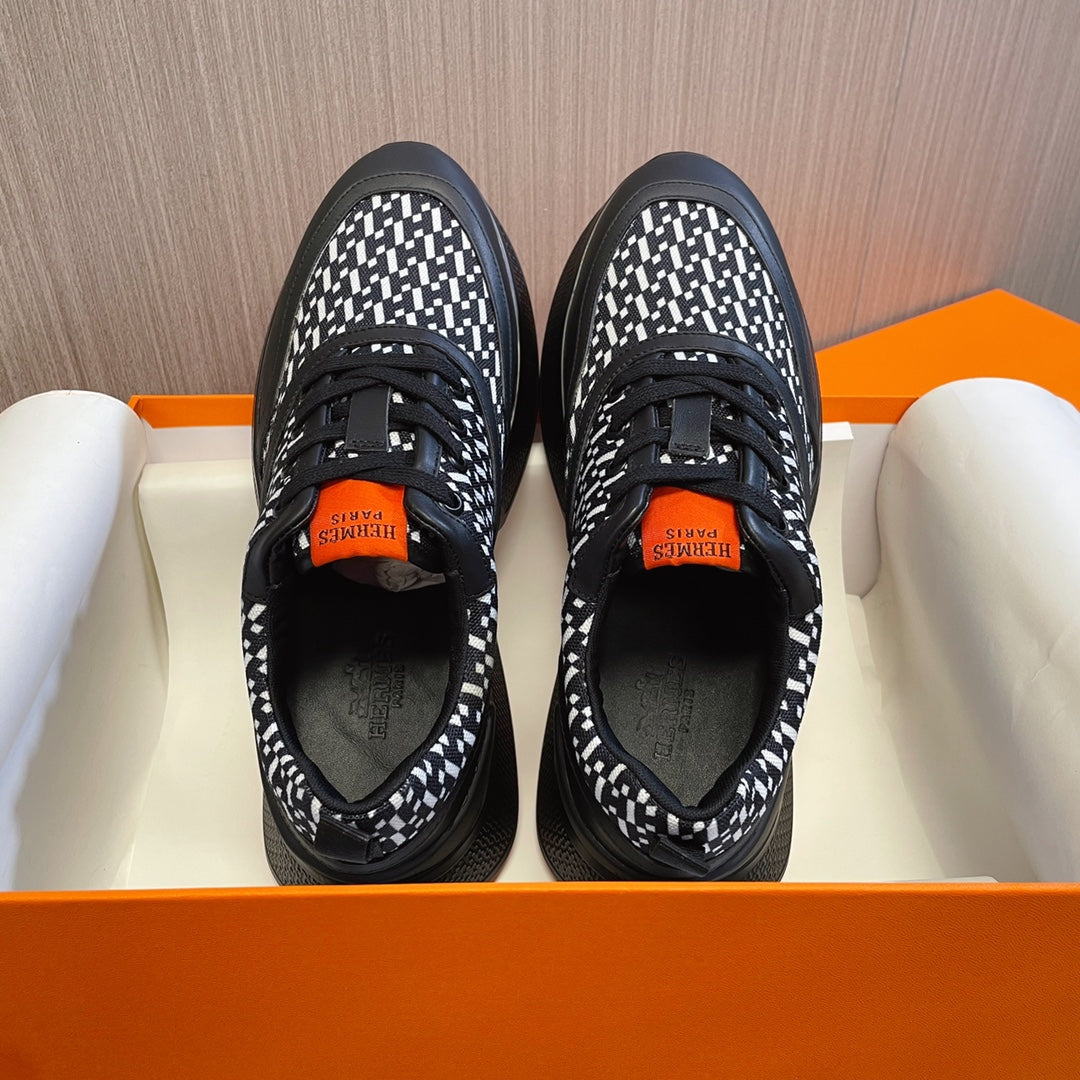 HM Giga 50 Sneaker H Black White Canvas Black Goatskin