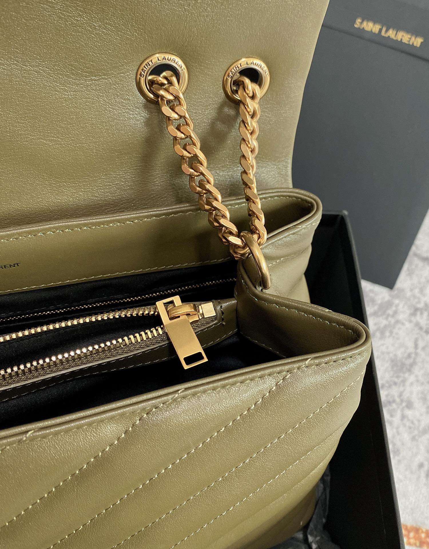 LOULOU MEDIUM 32 OLIVE QUILTED LEATHER