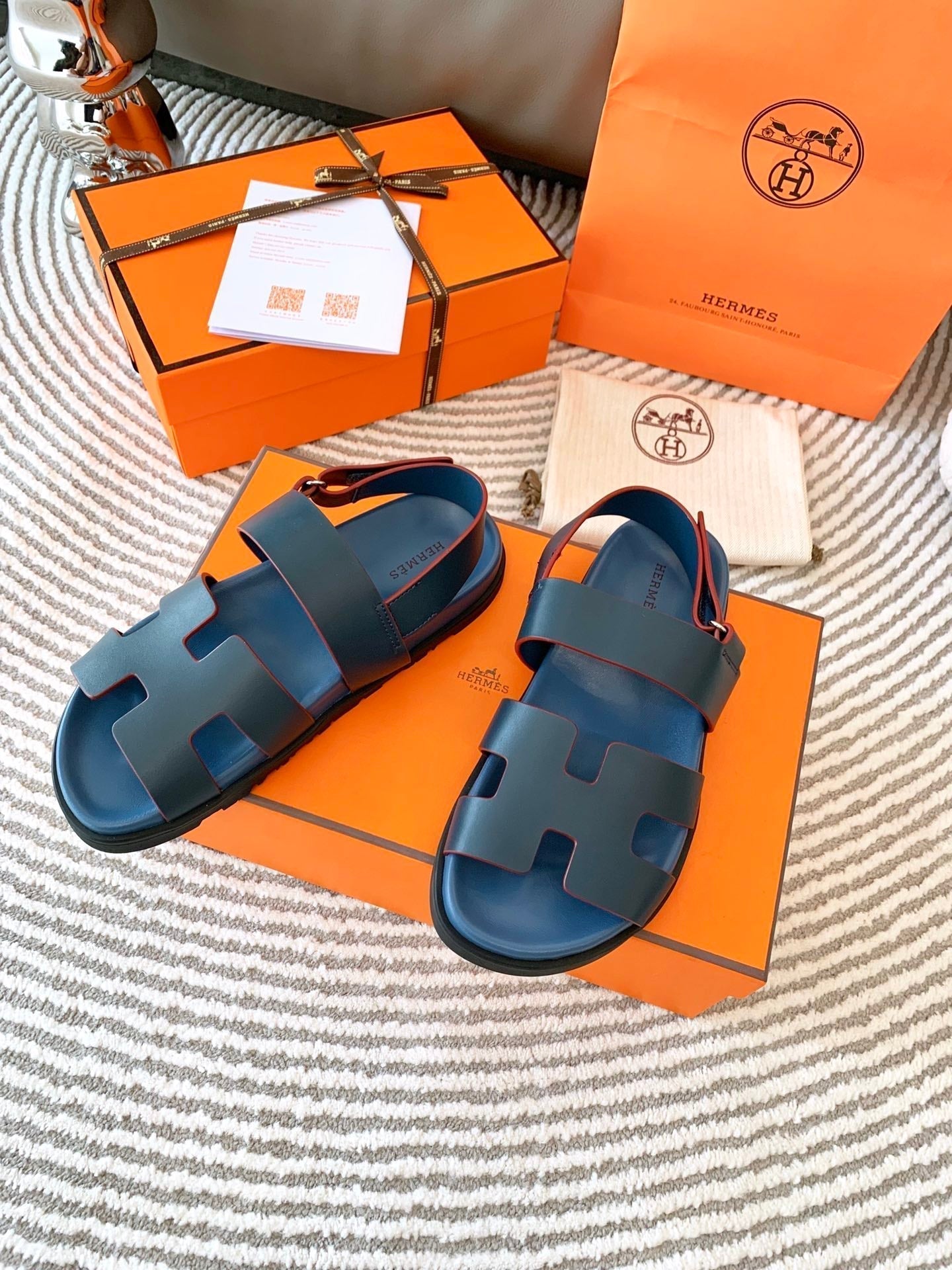 HM Genius Sandal Black Mix Charcoal Blue Leather 963538