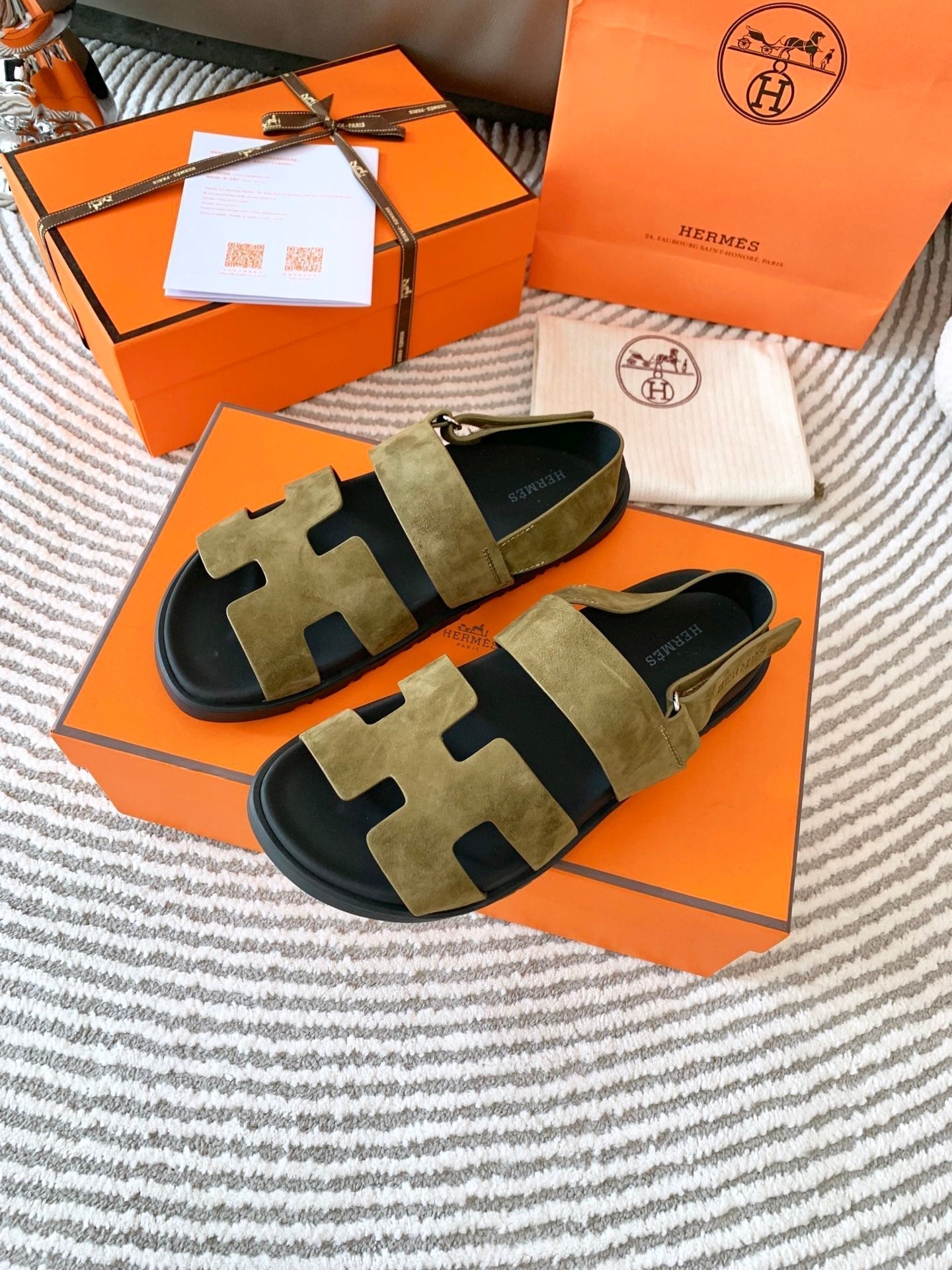 HM Genius Sandal Moss Green Brown Suede 963540