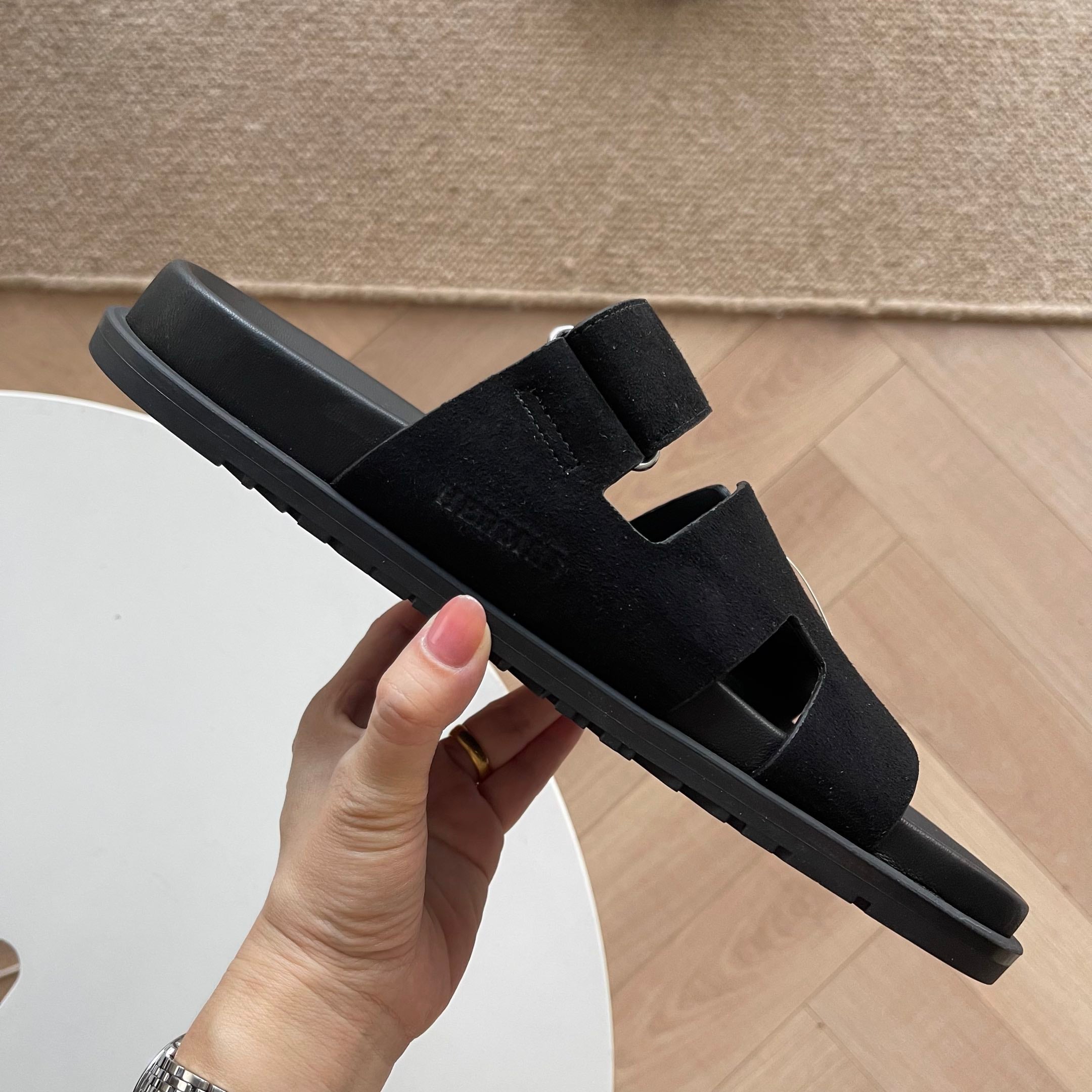 HM Men's Chypre Slide Black Suede 538598