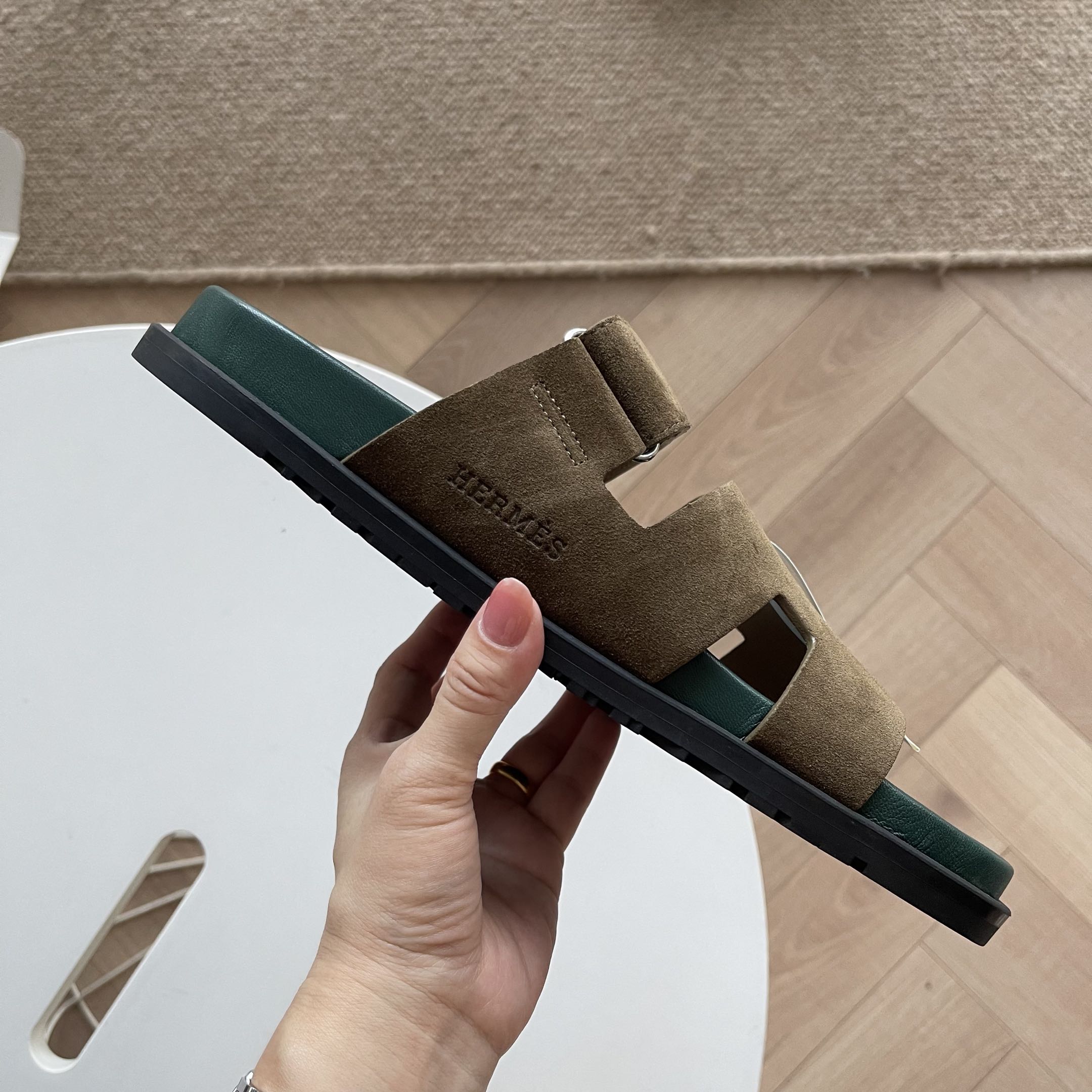 HM Men's Chypre Slide Moss Green Suede 538604