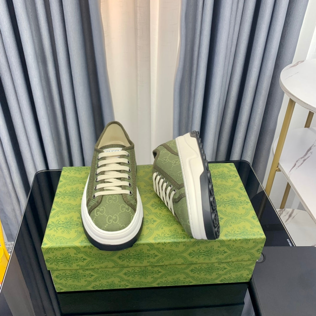 GG SNEAKER FLATFORM OLIVE GREEN CANVAS