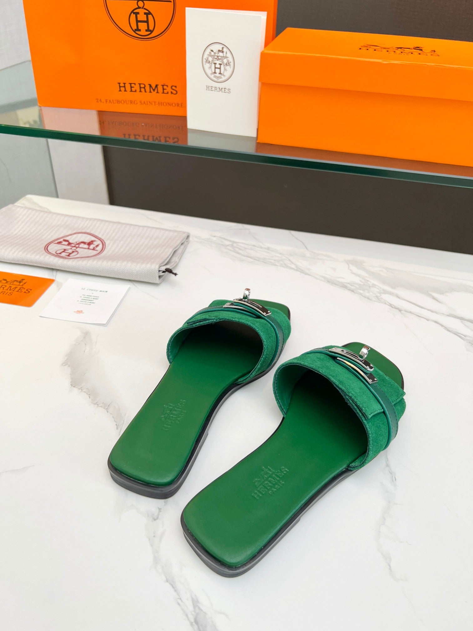 Giulia Sandal Green Suede Green Calfskin