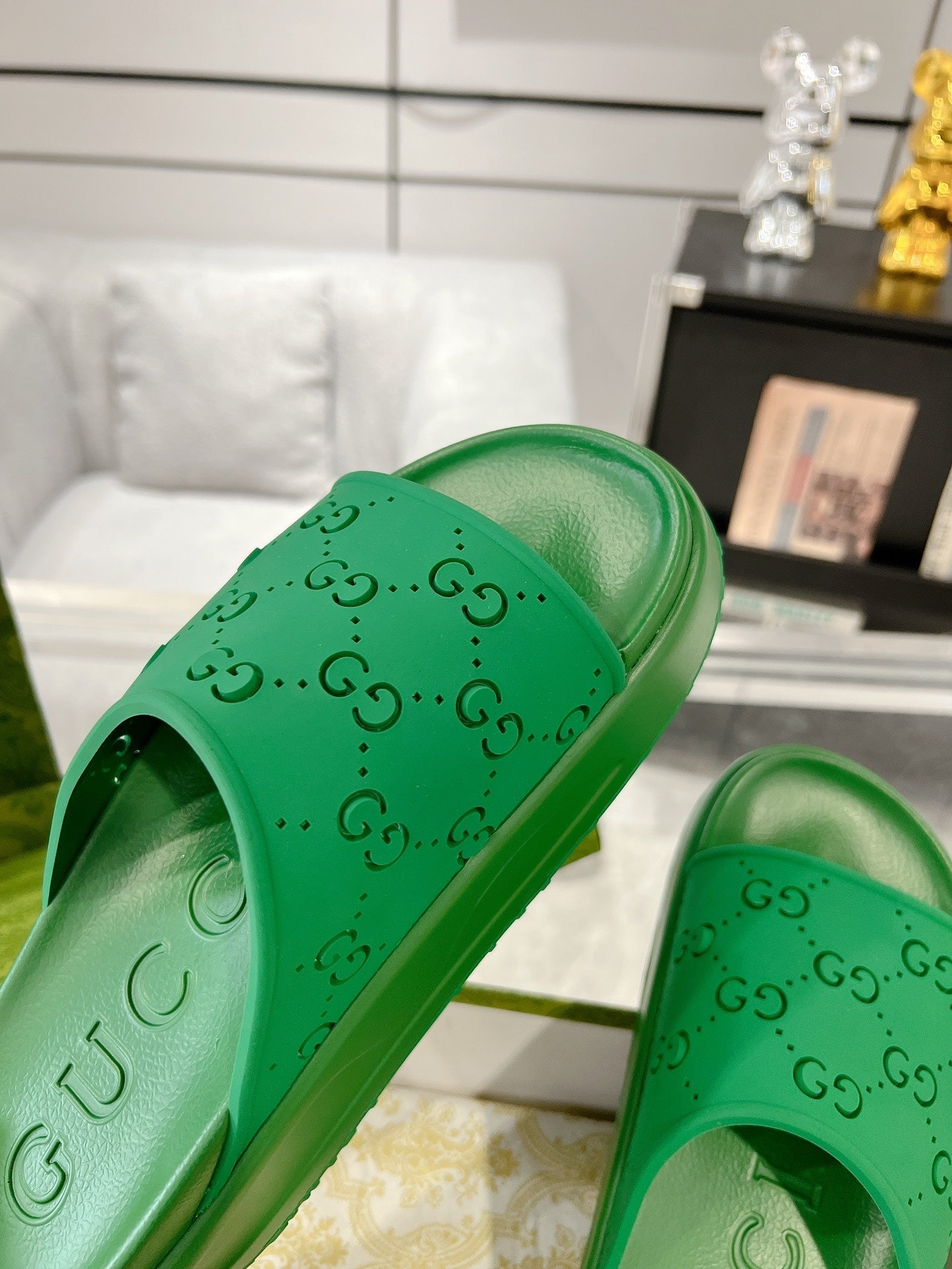 GC 25 50mm Monogram Slide Sandal Green Cowhide 292390