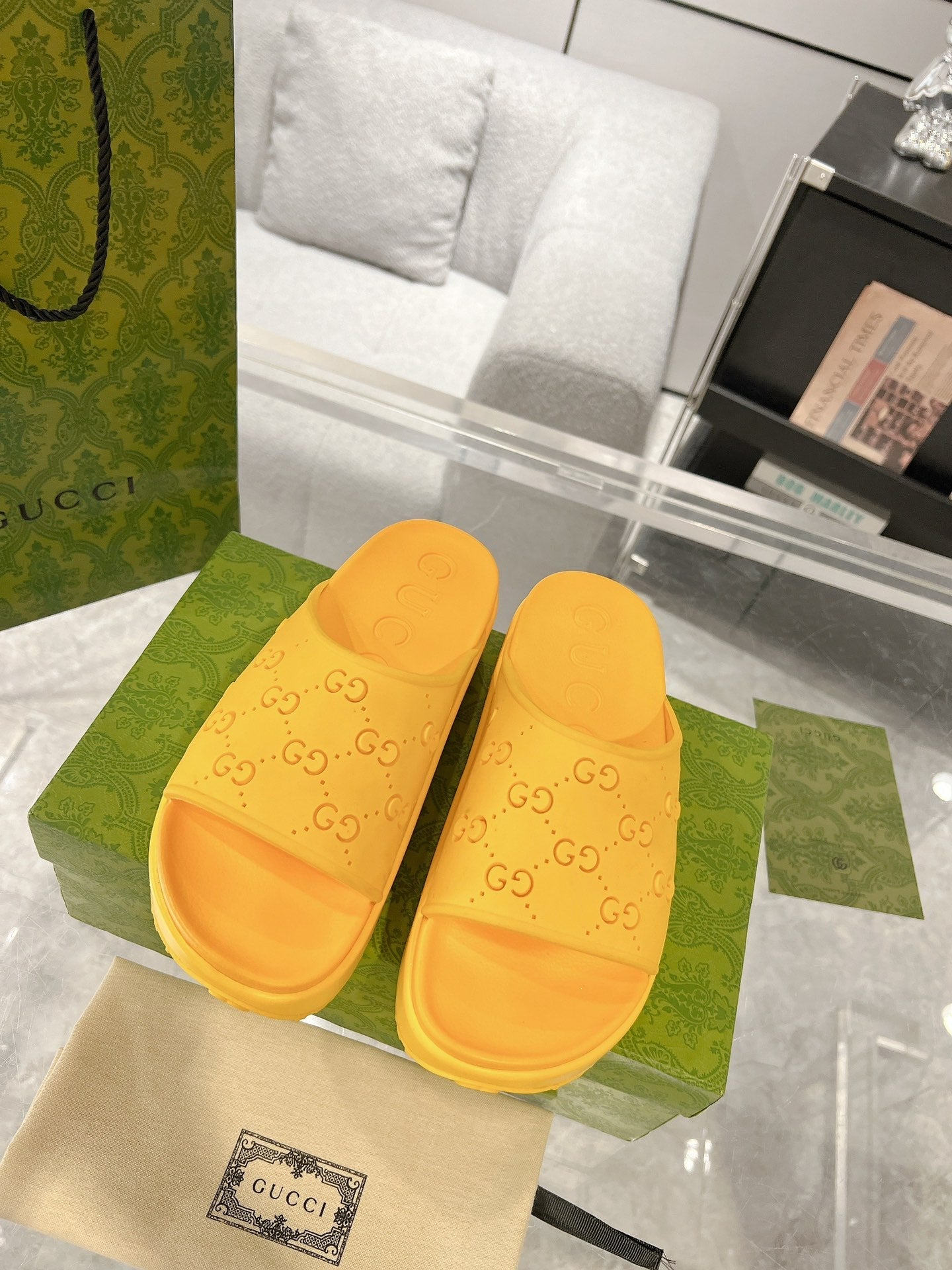 GC 25 50mm Monogram Slide Sandal Yellow Cowhide 292391