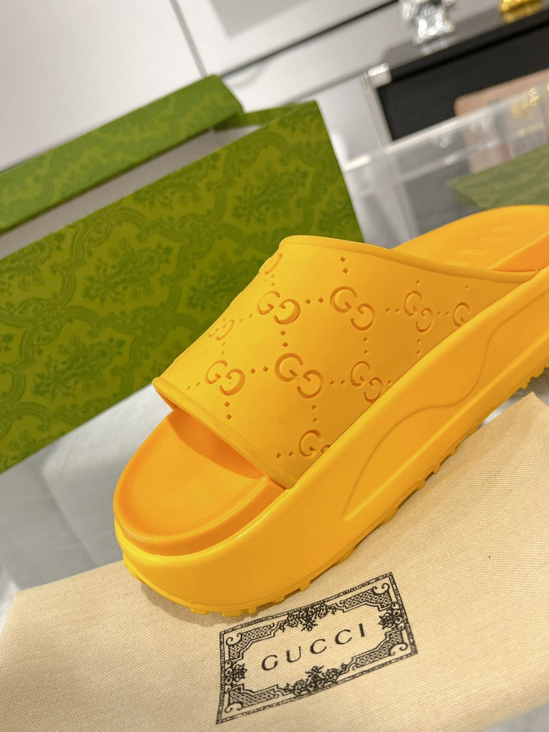 GC 25 50mm Monogram Slide Sandal Yellow Cowhide 292391