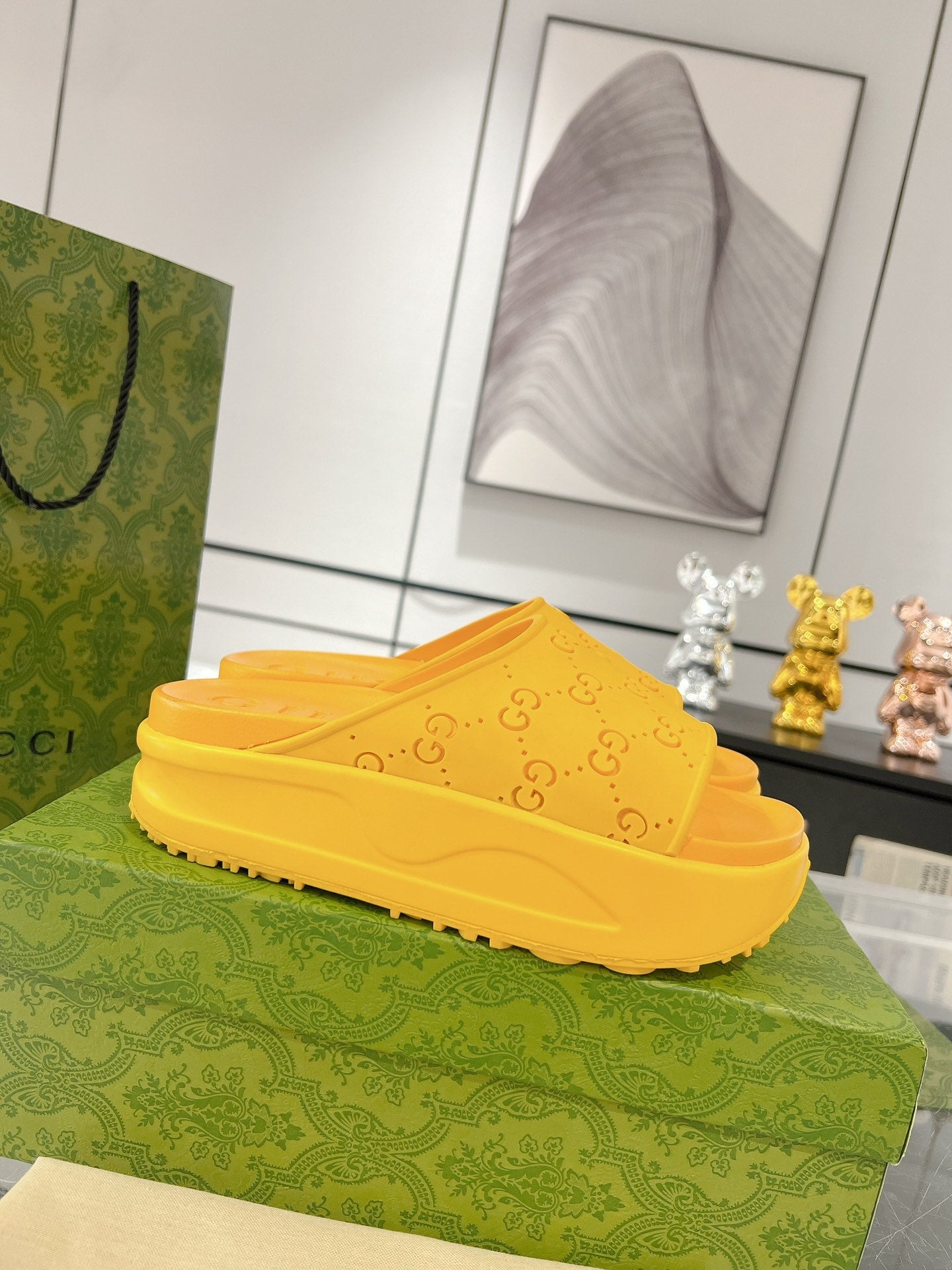 GC 25 50mm Monogram Slide Sandal Yellow Cowhide 292391