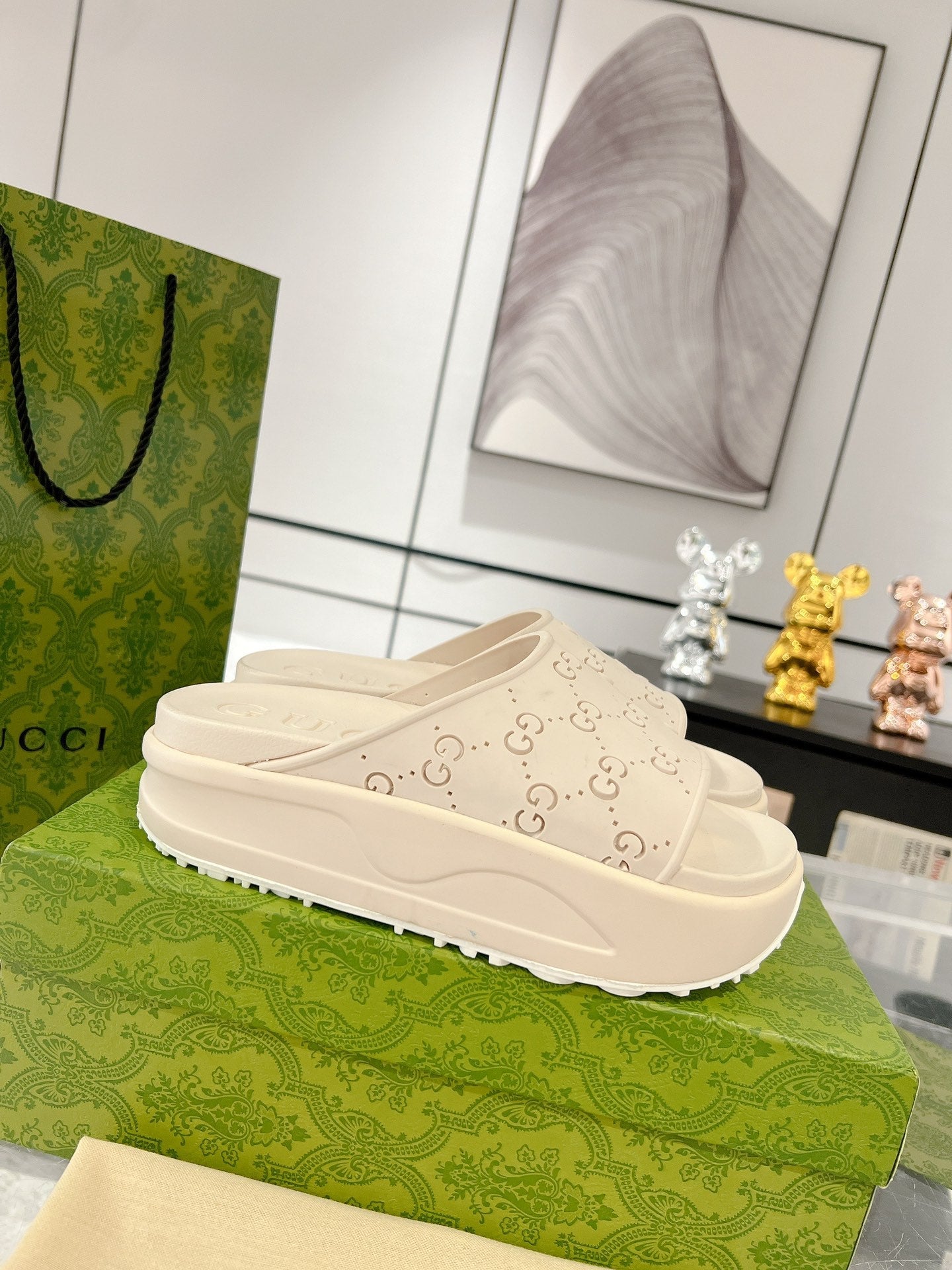 GC 25 50mm Monogram Slide Sandal Beige Cowhide 292393