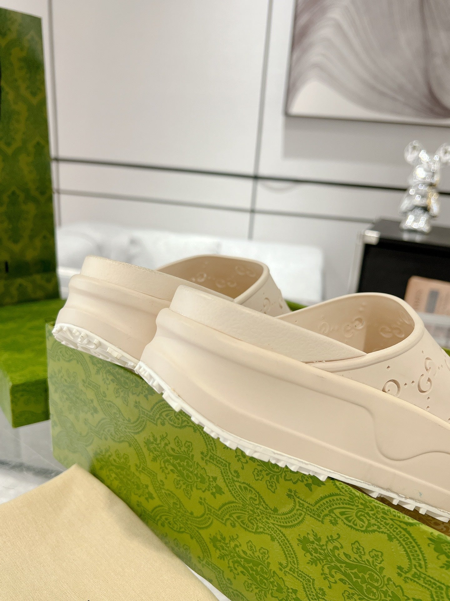 GC 25 50mm Monogram Slide Sandal Beige Cowhide 292393