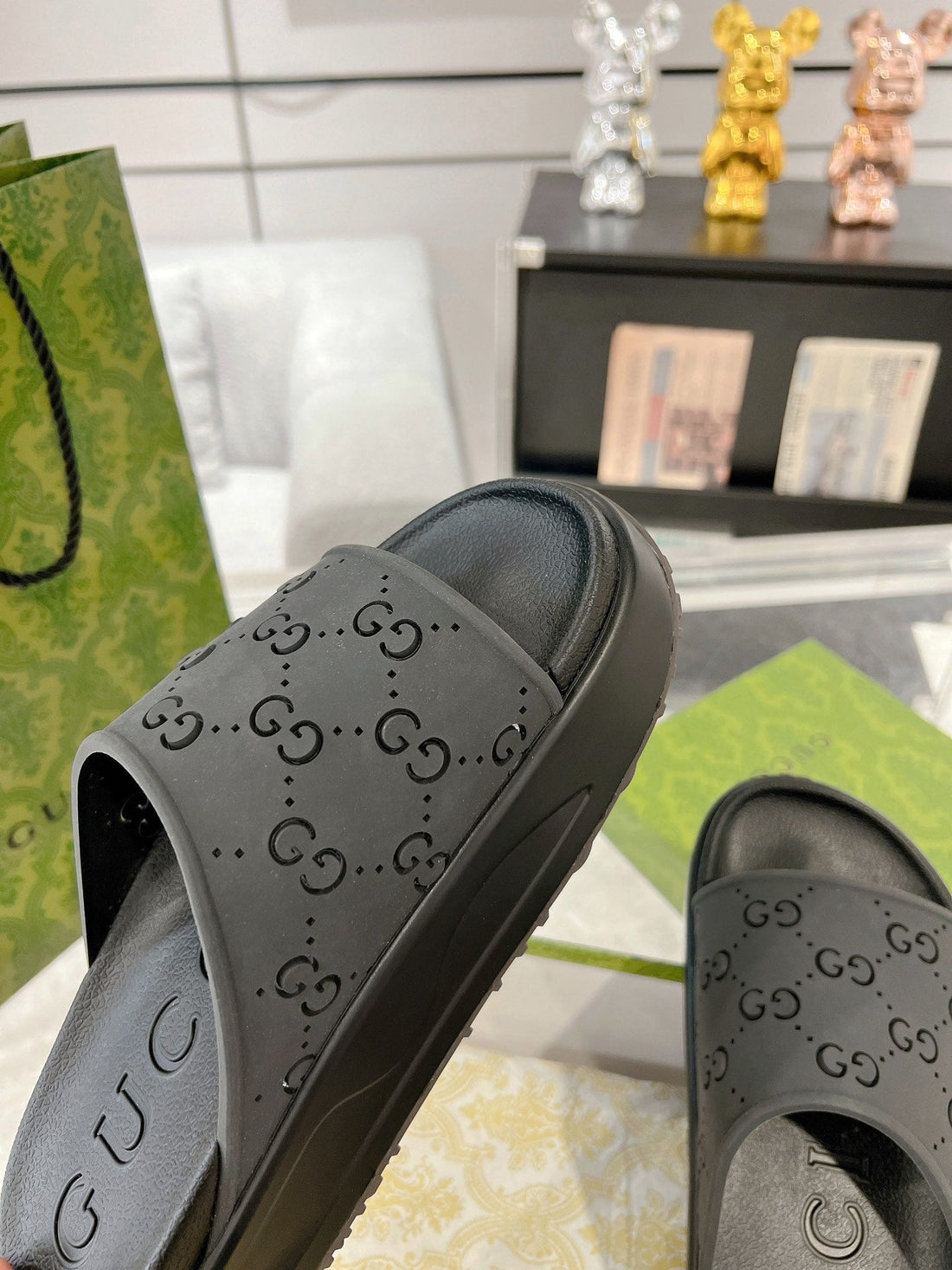 GC 25 50mm Monogram Slide Sandal Black Cowhide 292394