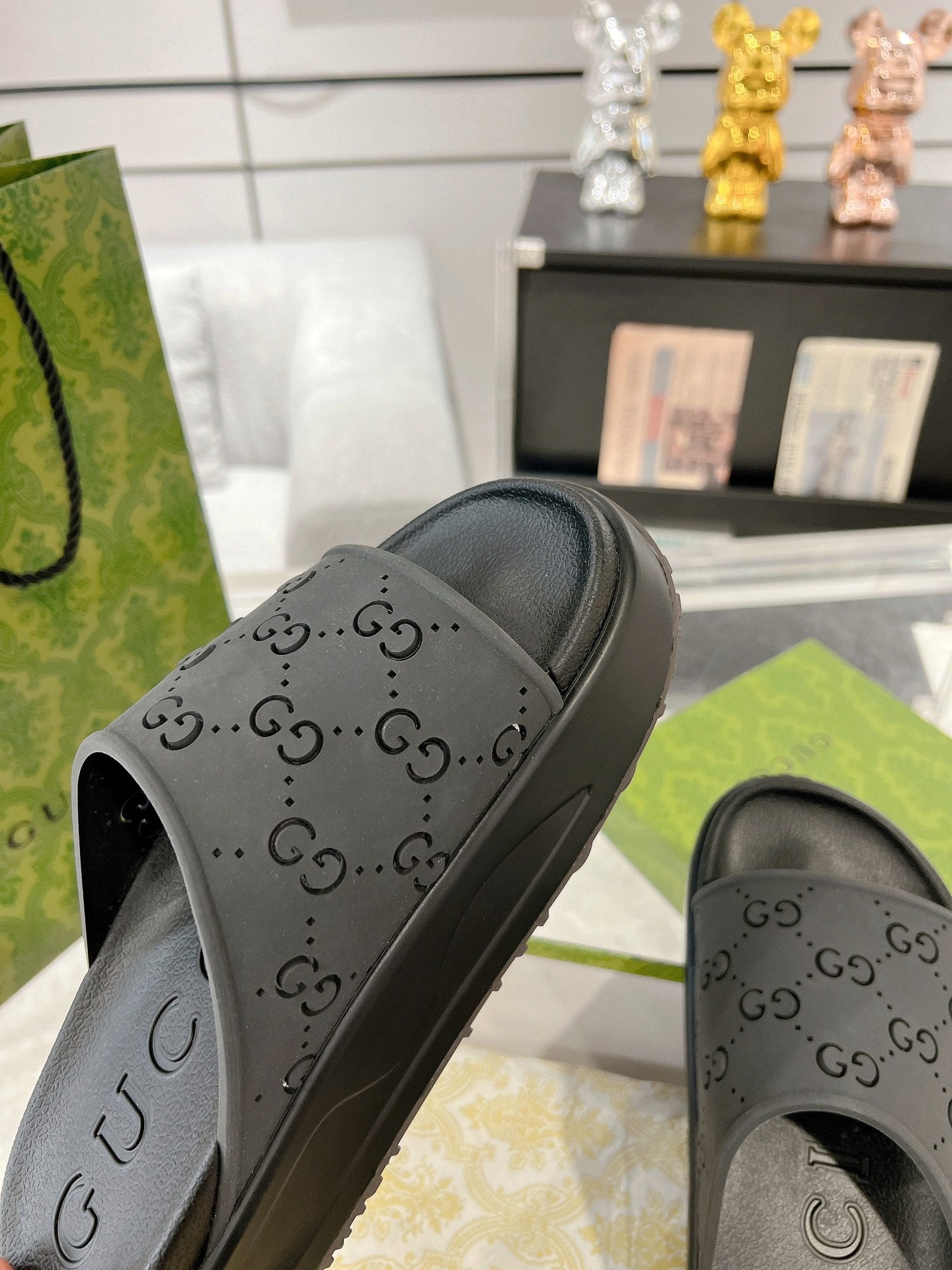 GC 25 50mm Monogram Slide Sandal Black Cowhide 292394