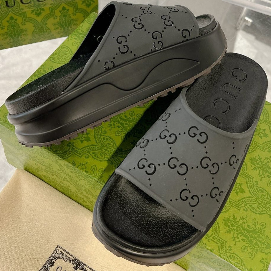 GC 25 50mm Monogram Slide Sandal Black Cowhide 292394