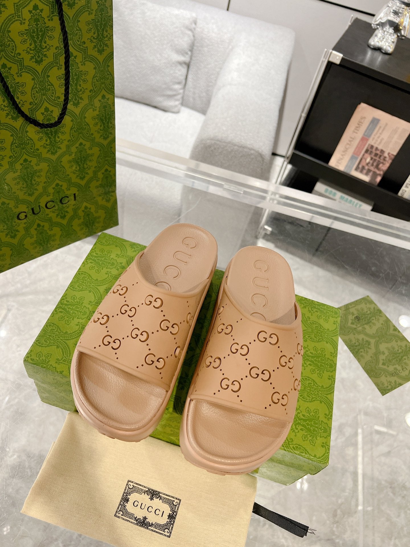 GC 25 50mm Monogram Slide Sandal Brown Cowhide 292395