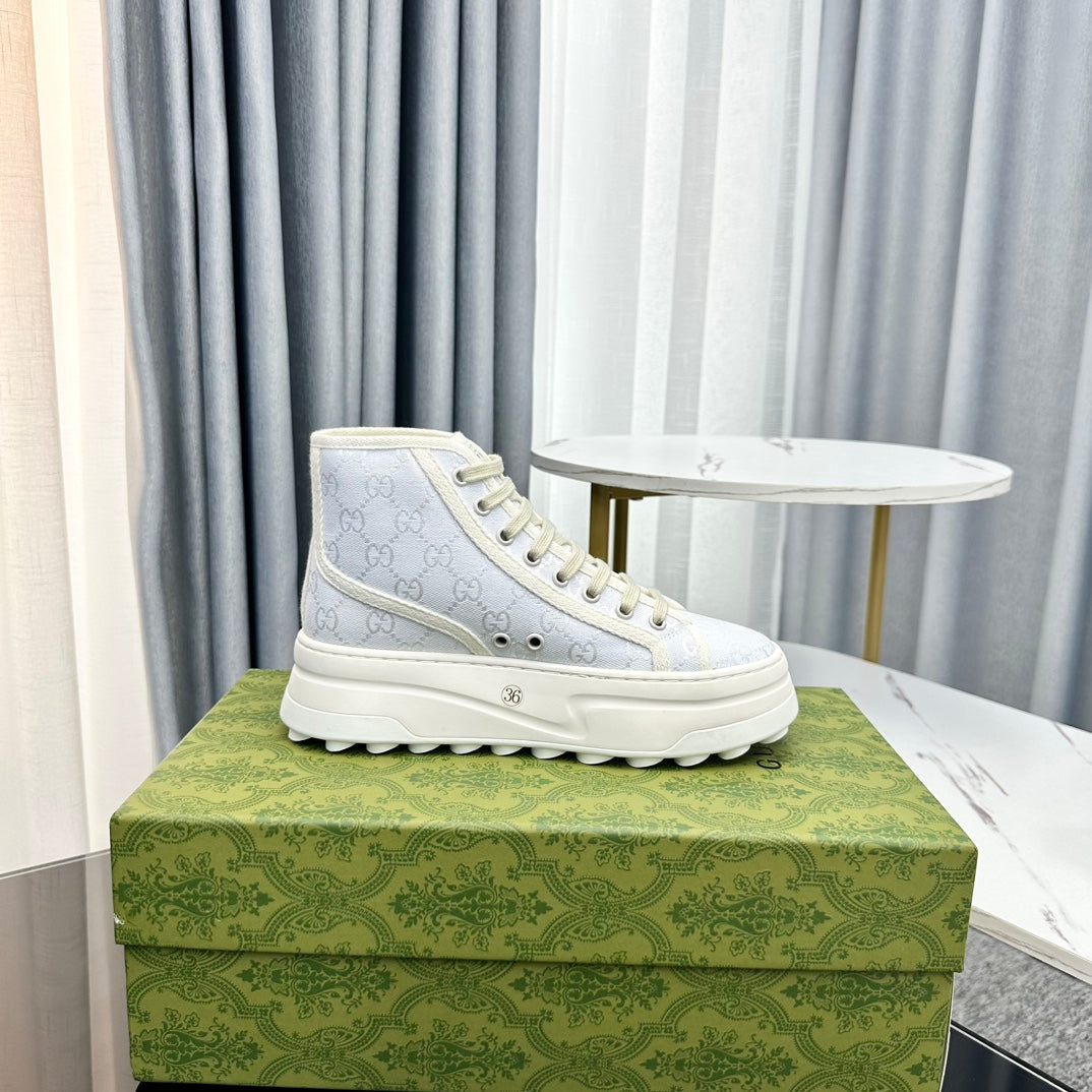 GG HIGH TOP SNEAKER FLATFORM PASTEL BLUE CANVAS