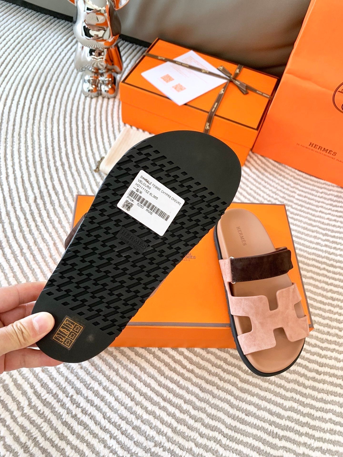 HM Chypre Sandal Light Pink Mix Dark Brown Suede 963532