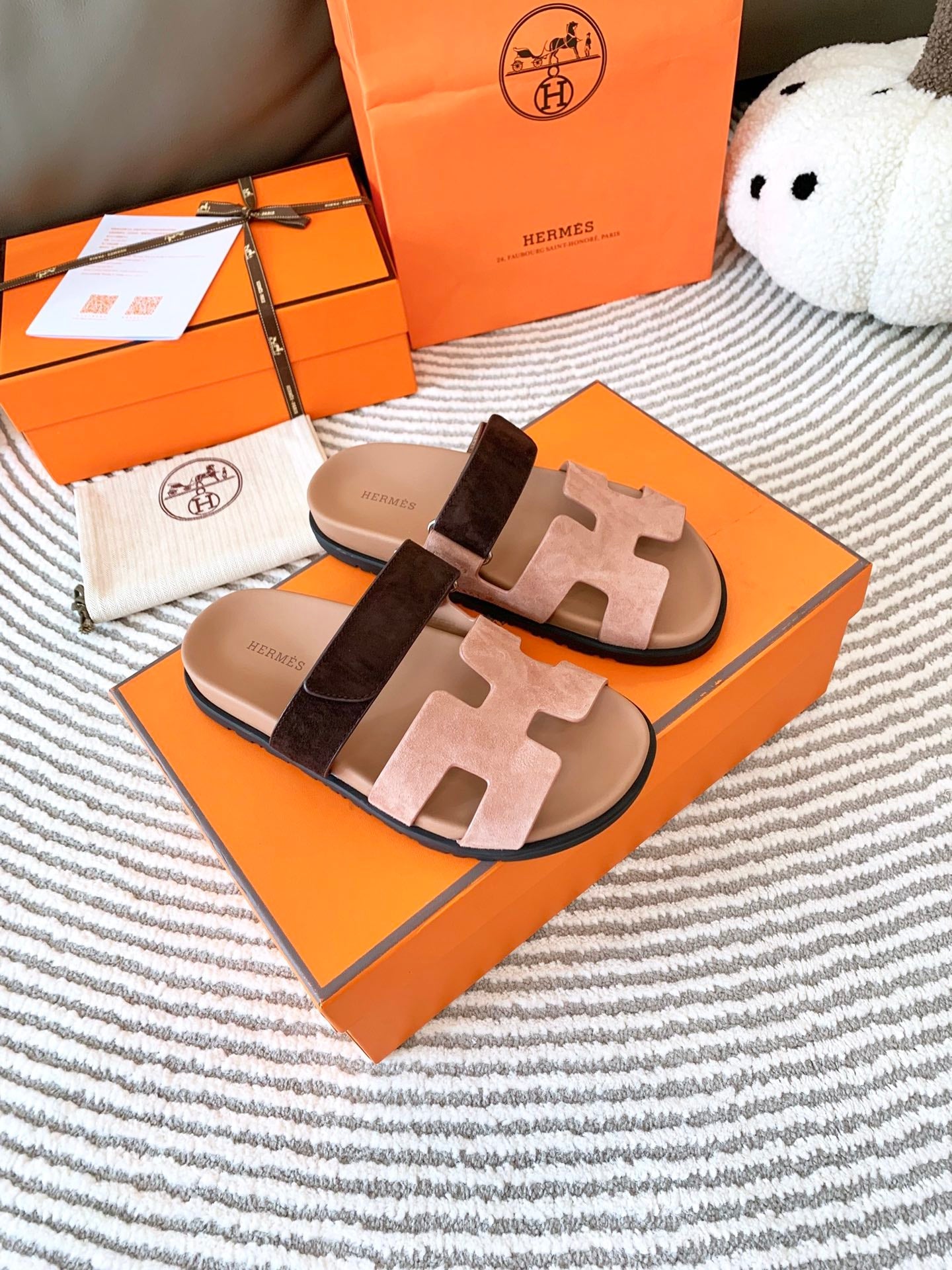 HM Chypre Sandal Light Pink Mix Dark Brown Suede 963532