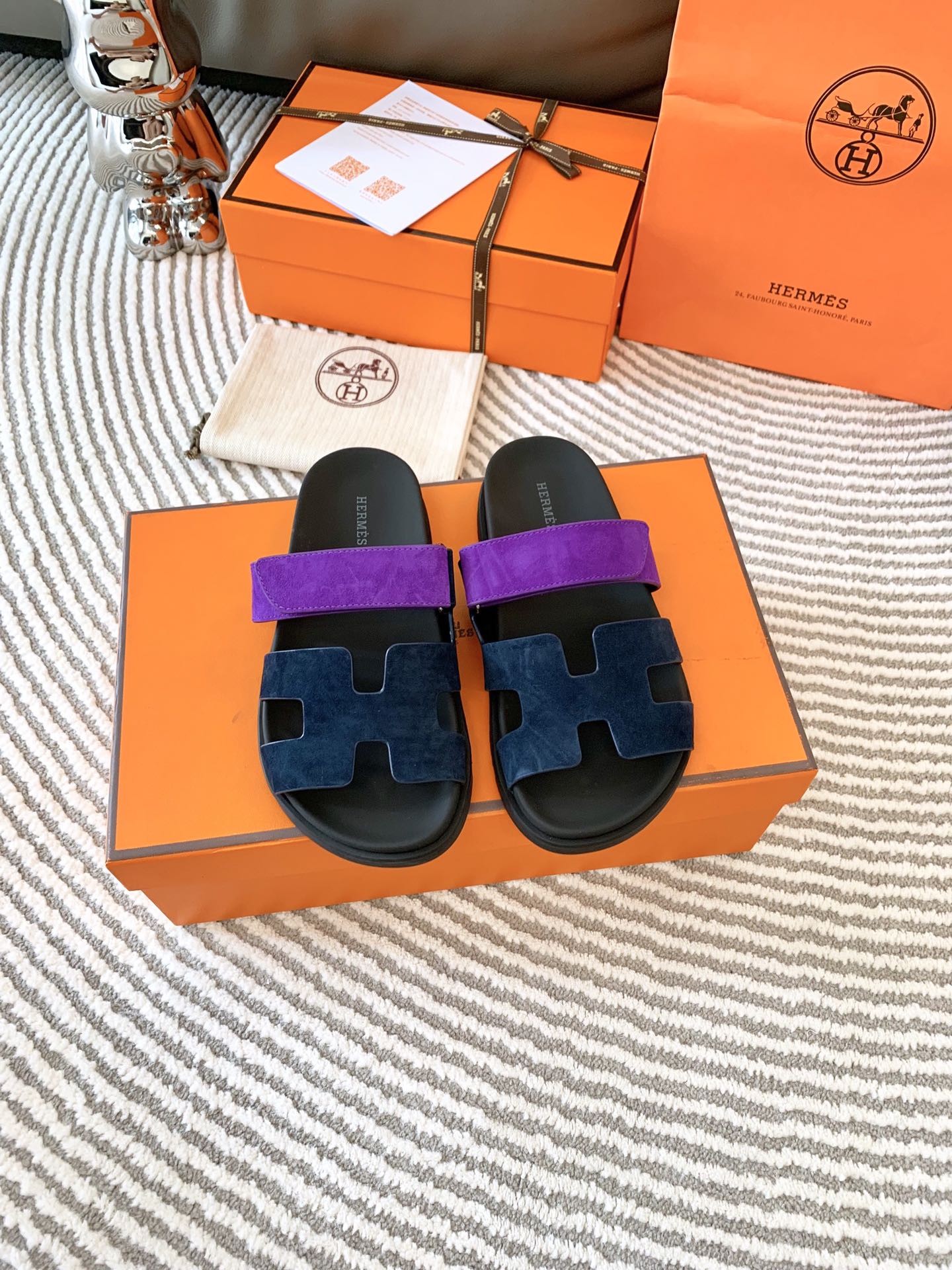 HM Chypre Sandal Blue Black Mix Purple Suede 963533