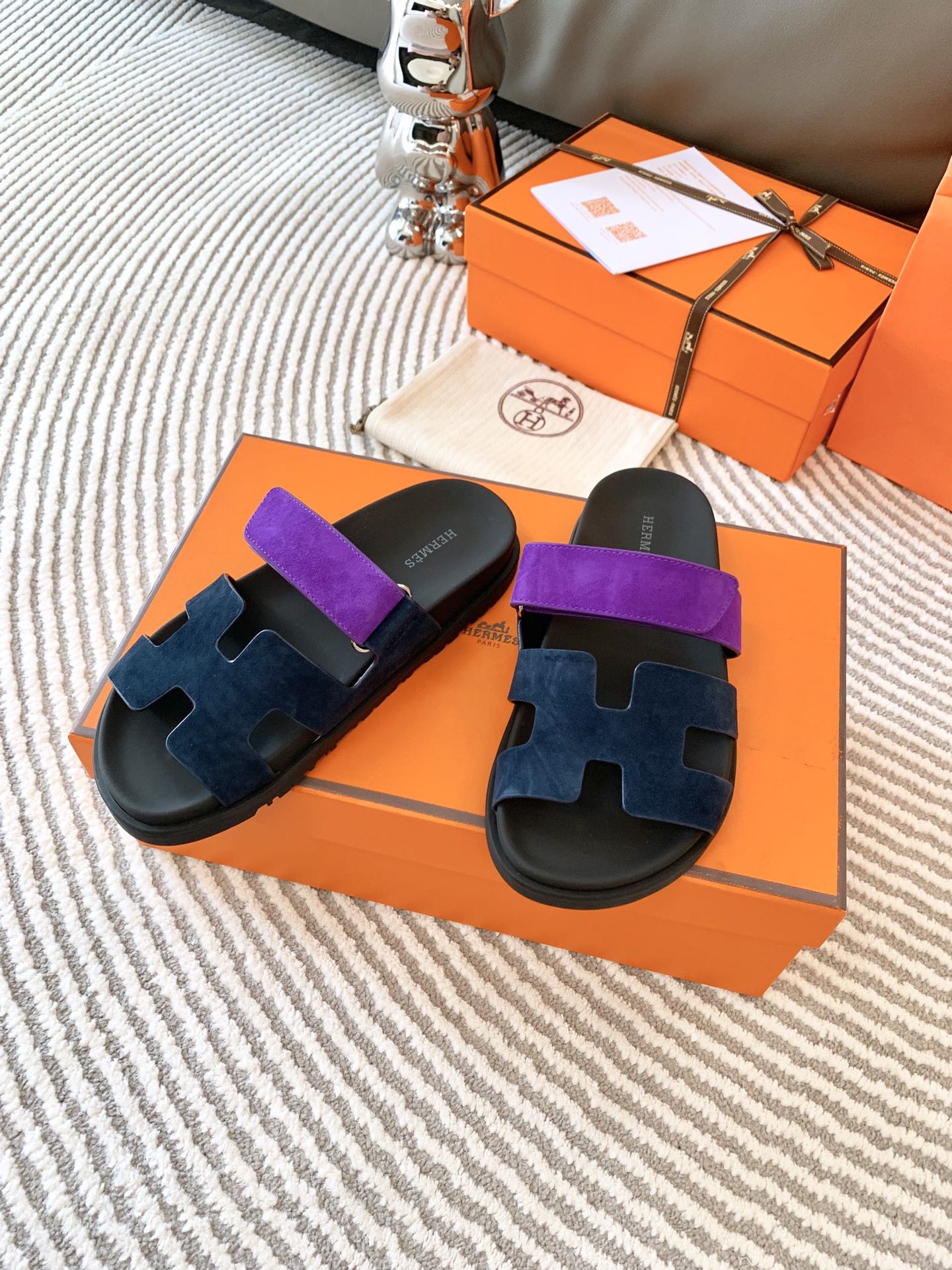 HM Chypre Sandal Blue Black Mix Purple Suede 963533