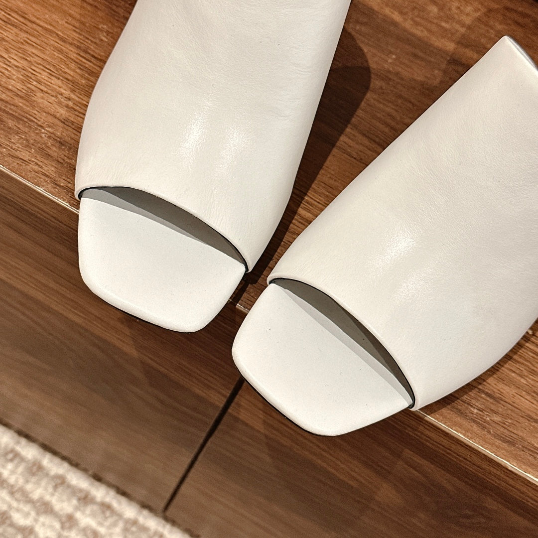 GLAM MULE 60 WHITE LAMBSKIN