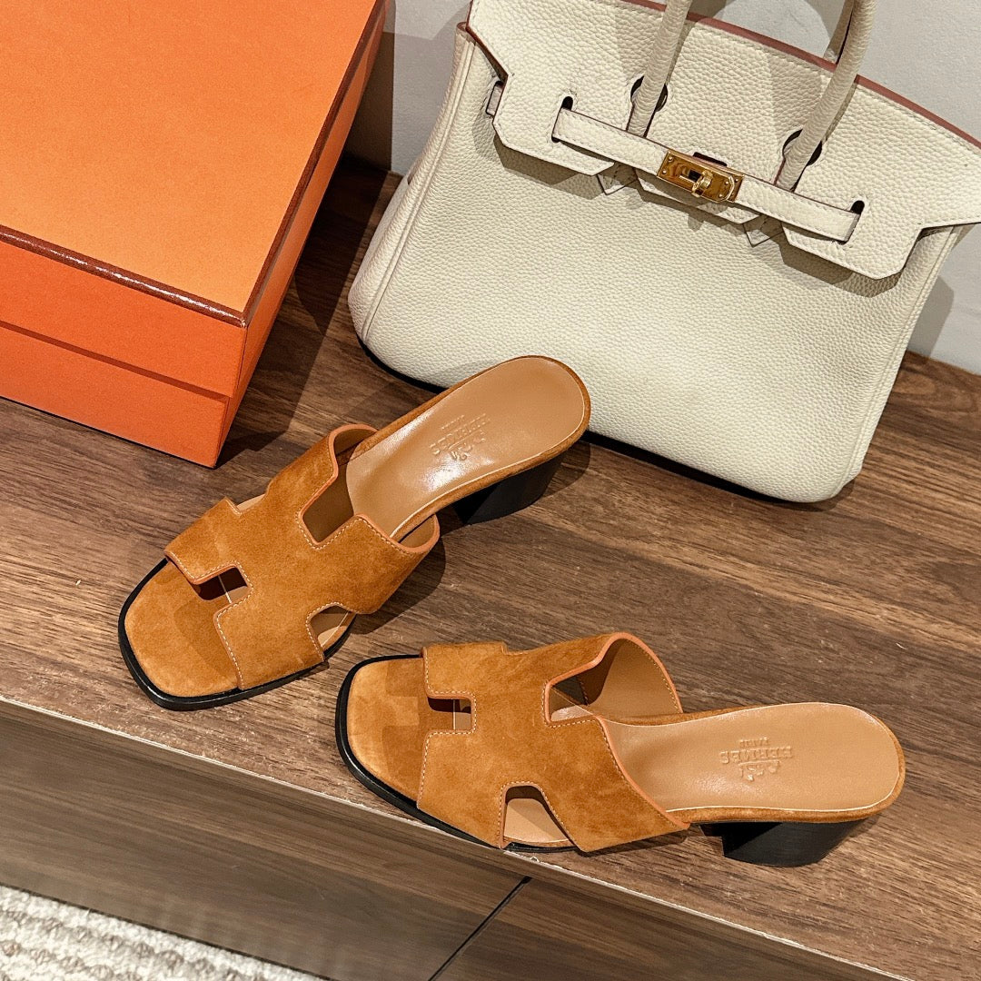 helia 60 gold brown suede calfskin