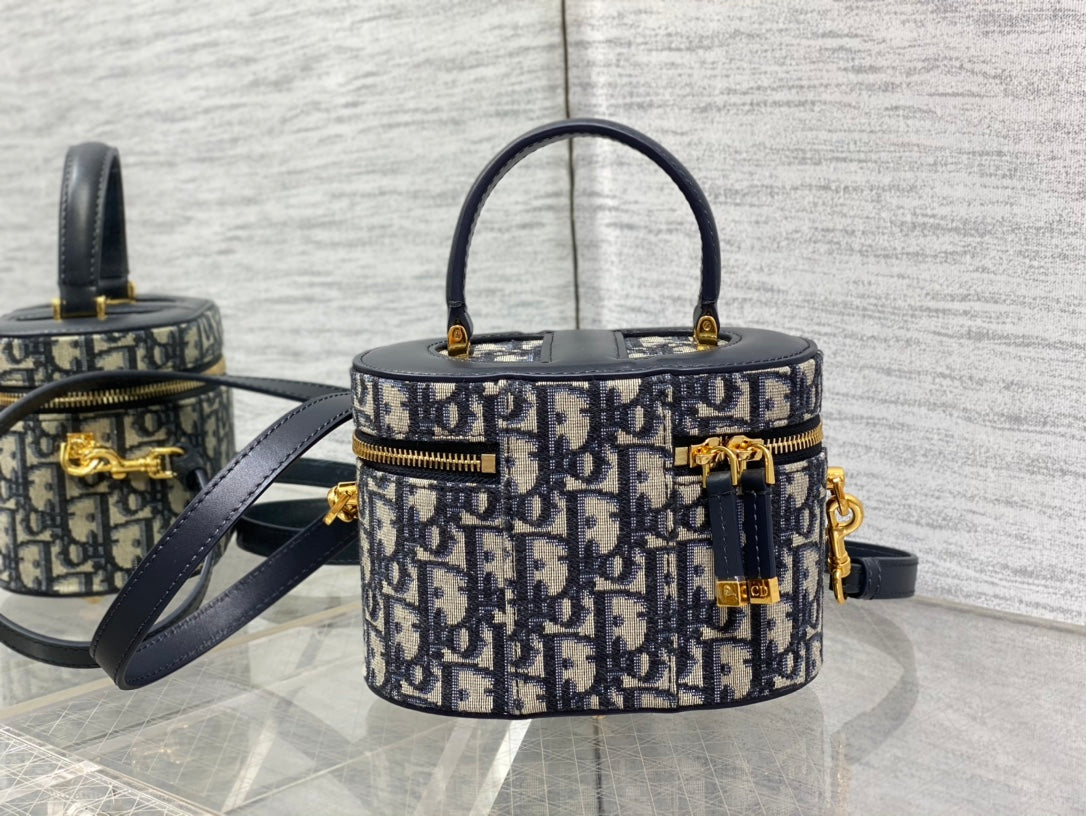 CD Signature Vanity Blue Calf Leather Cotton