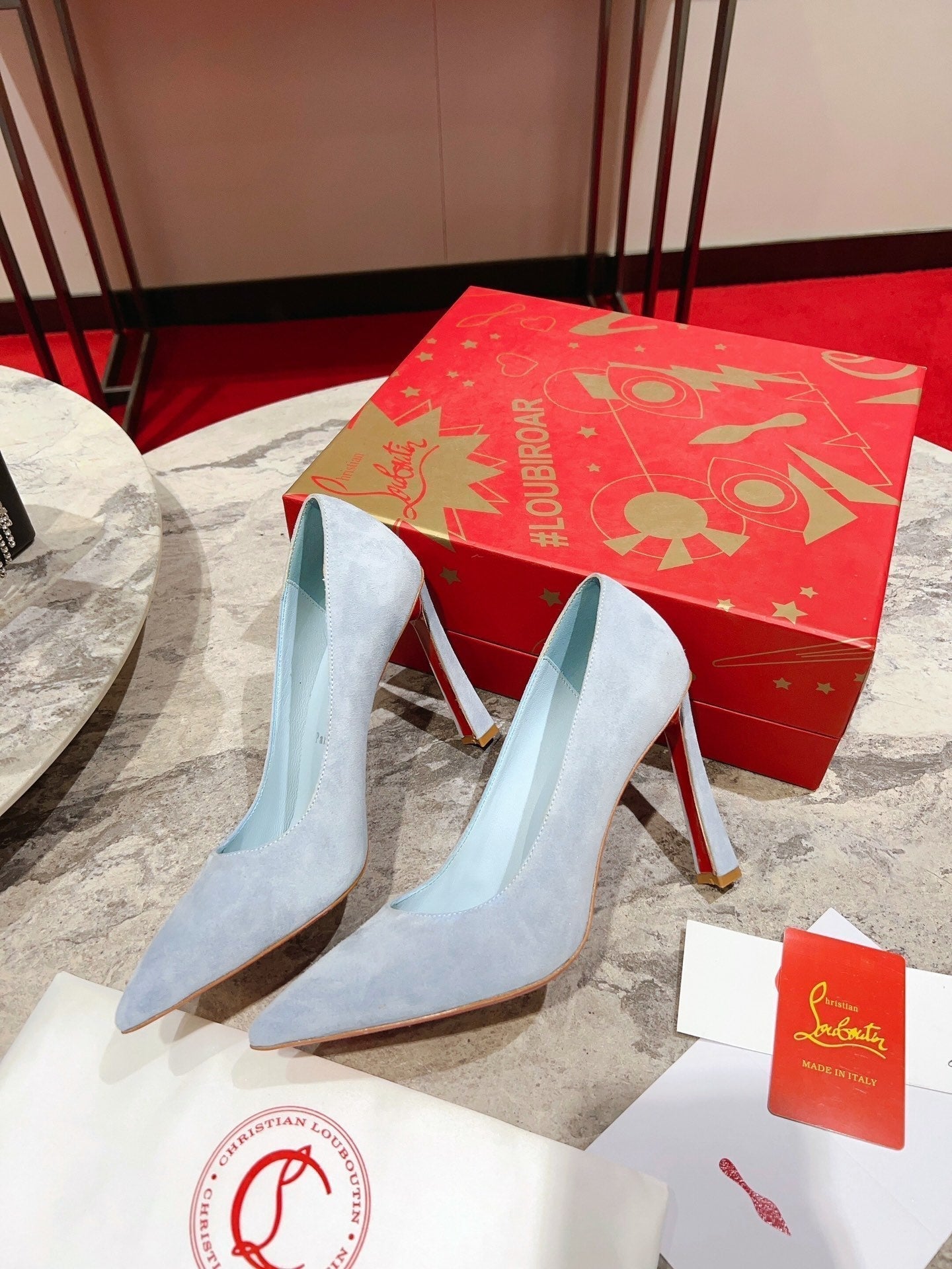 CL Condora Pumps 85mm Suede Leather Blue