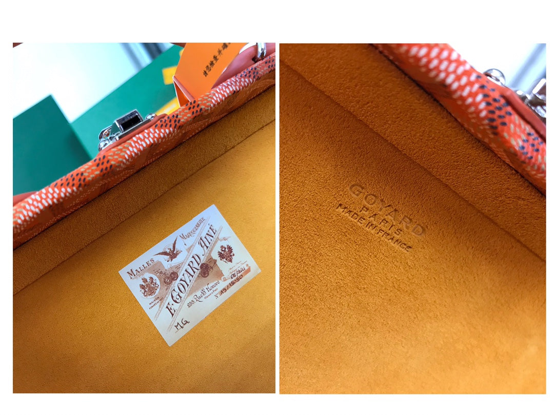 GRAND HÃ”TEL TRUNK BAG 24 IN ORANGE GOYARDINE CANVAS AND CALFSKIN