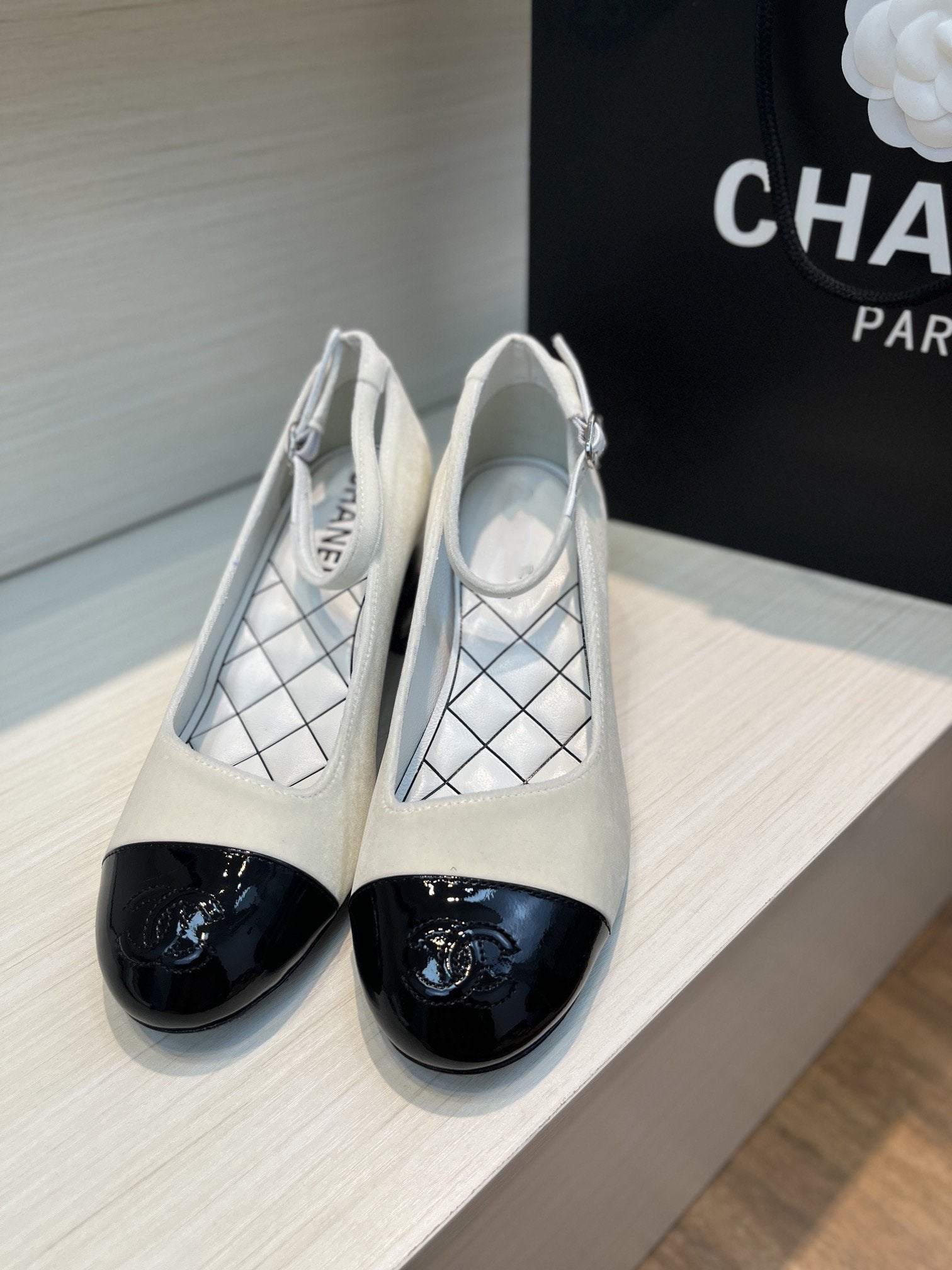 mary janes ivory black velvet