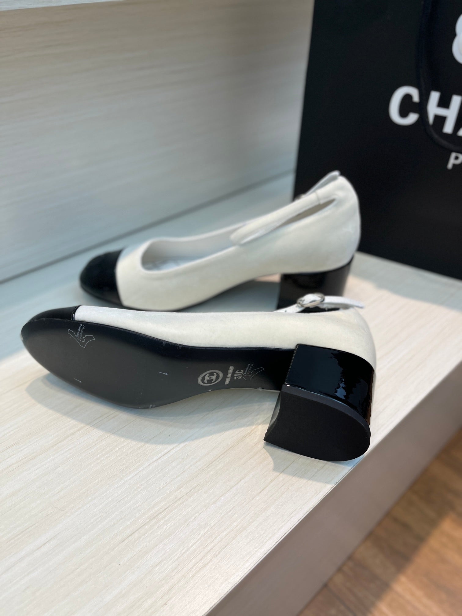 mary janes ivory black velvet