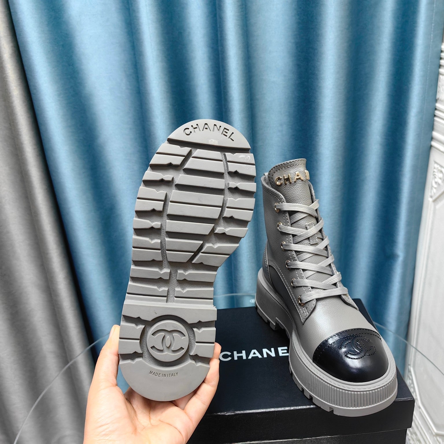 CC Ankle Boots Silver Lambskin