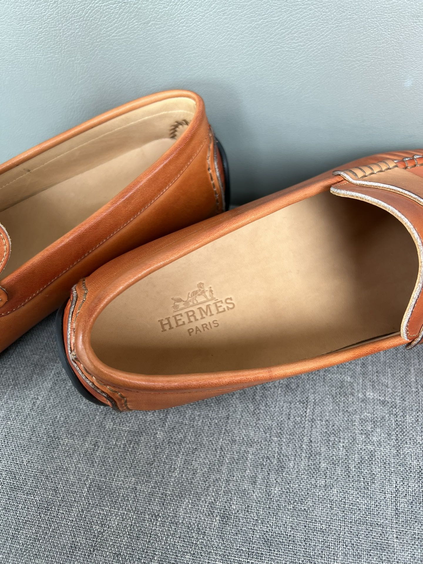 HM Men's Moccasins Loafer Neon Orange Cowhide 565855