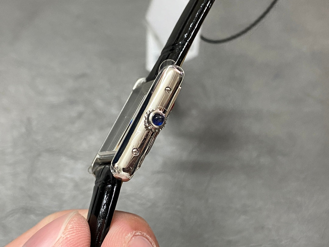 Cartier Tank 29.5mm Silver Black Leather