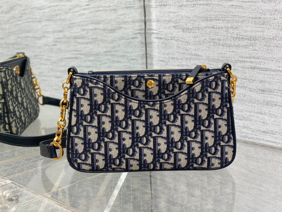 CD Hobo Avenue Bag 21 Dark Blue Black Leather Cotton